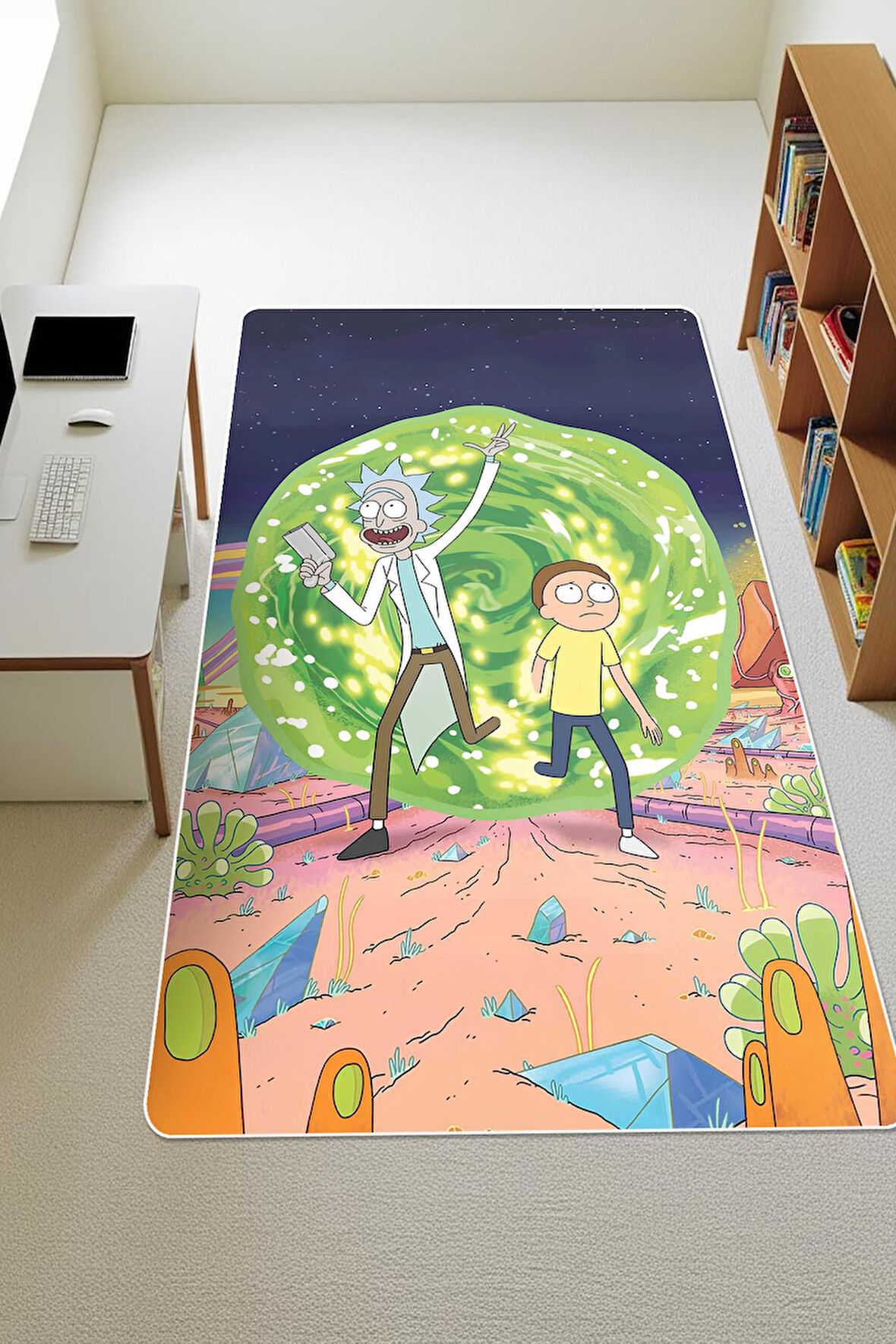  Parlak Kadife Kumaş Dijital Baskı Dot Kaymaz Tabanlı Çocuk ve Genç Odası Halısı H0465