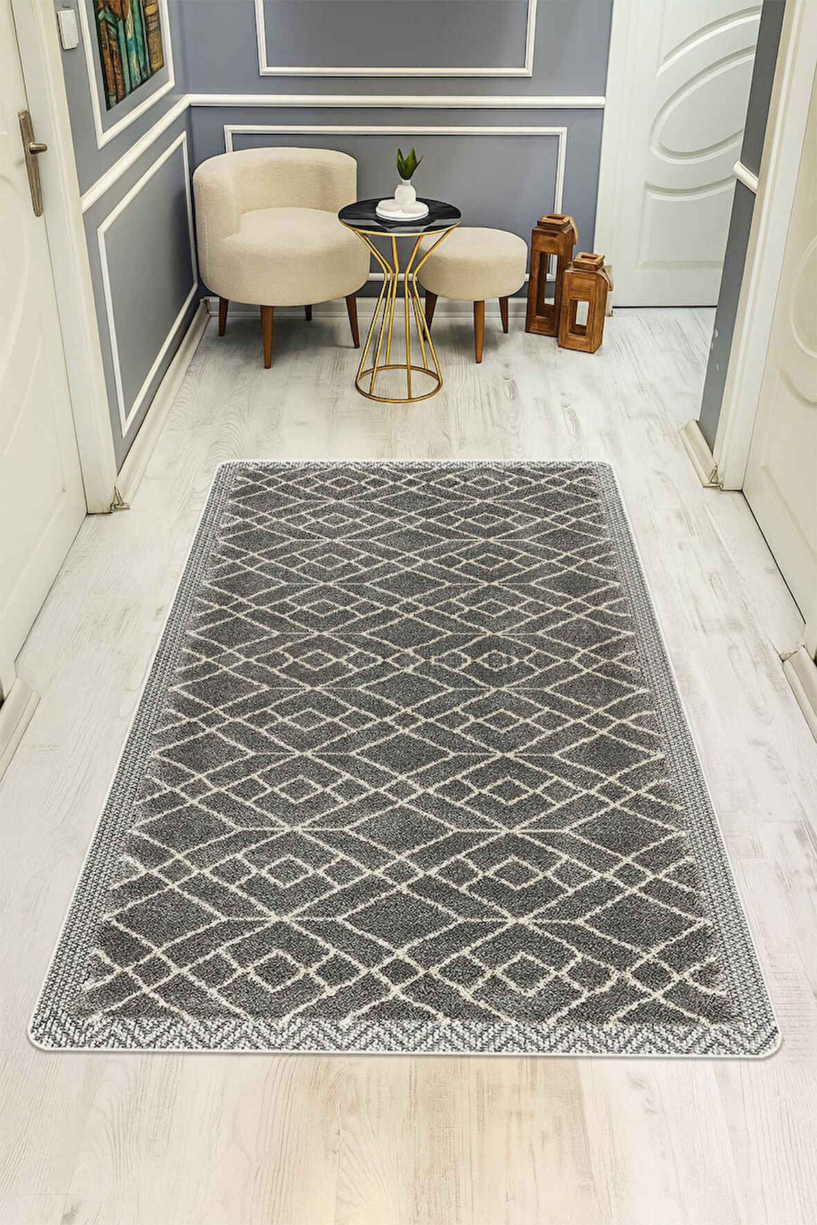  Parlak Parlak Kadife Kumaş Dijital Baskı Etnik Desenli Dot Kaymaz Tabanlı Halı Kumaş Dijital Baskı Dot Kaymaz Tabanlı Mutfak Halısı H0250