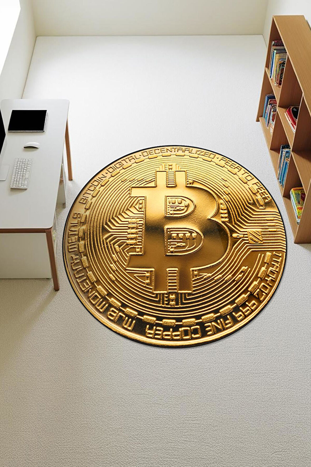  Yuvarlak Dijital Baskı BTC Desenli Dot Kaymaz Tabanlı Halı H0309