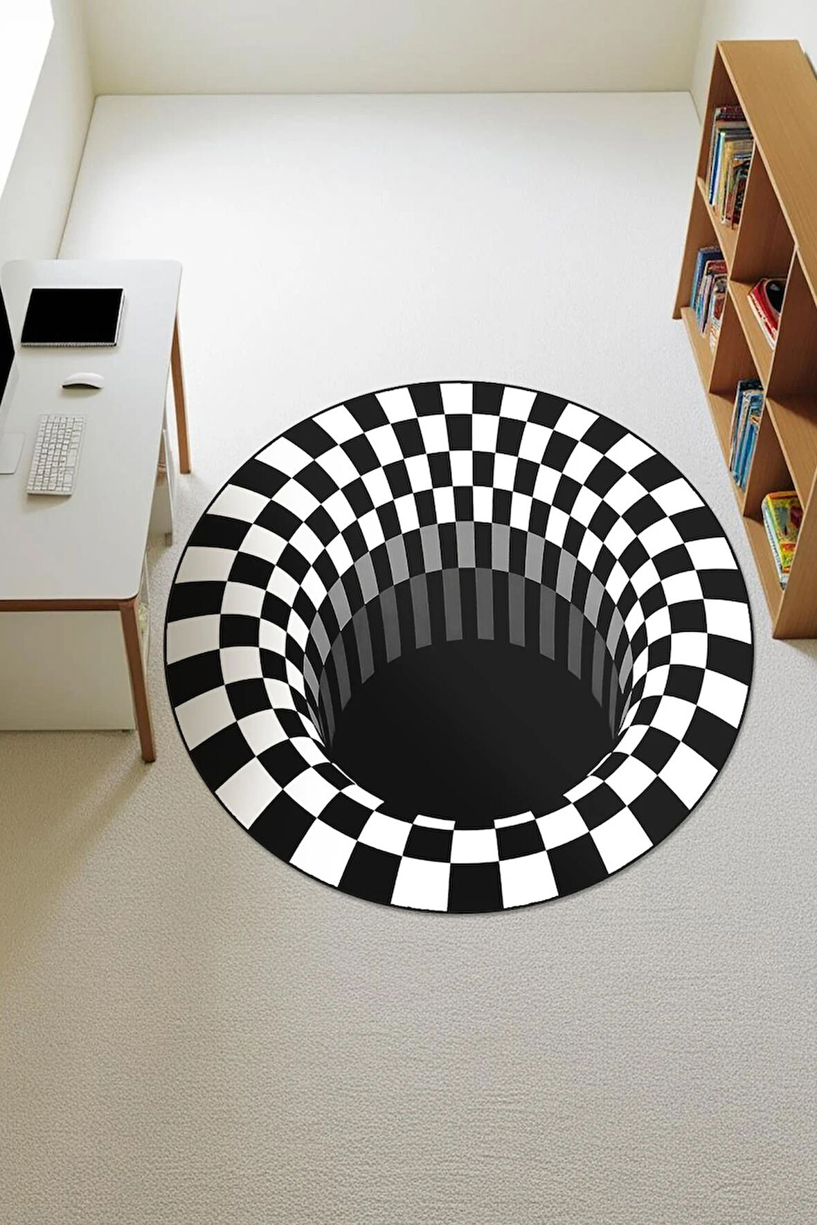 3D Modern Desenli Yuvarlak Dijital Baskı Kaymaz Tabanlı Halı H0336