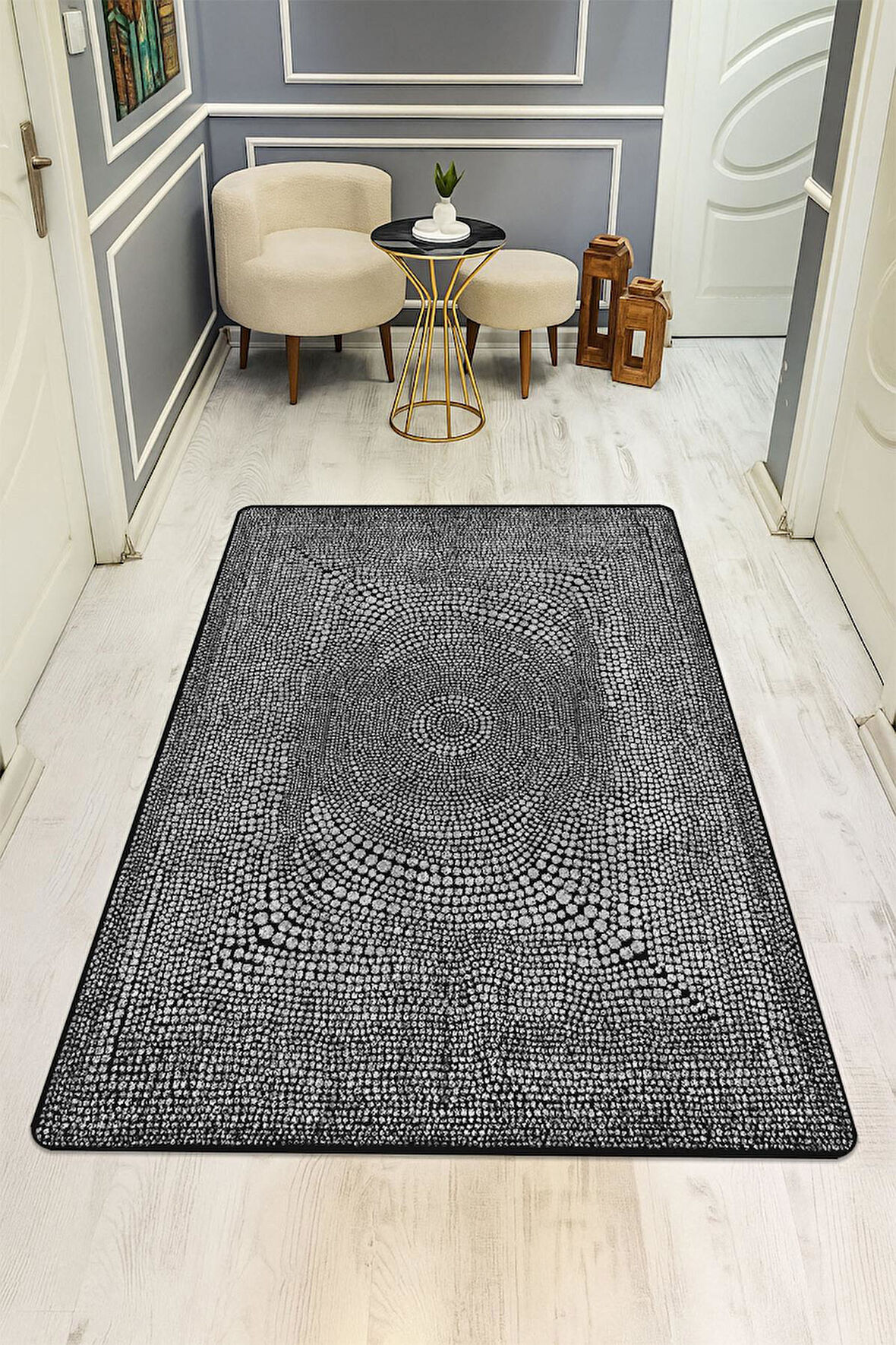 Modern Desenli Dijital Baskı Kaymaz Taban Halı H1120