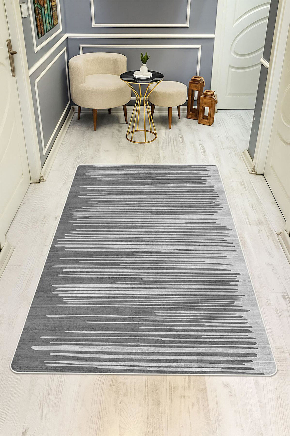 Modern Desenli Dijital Baskı Kaymaz Taban Halı H1130