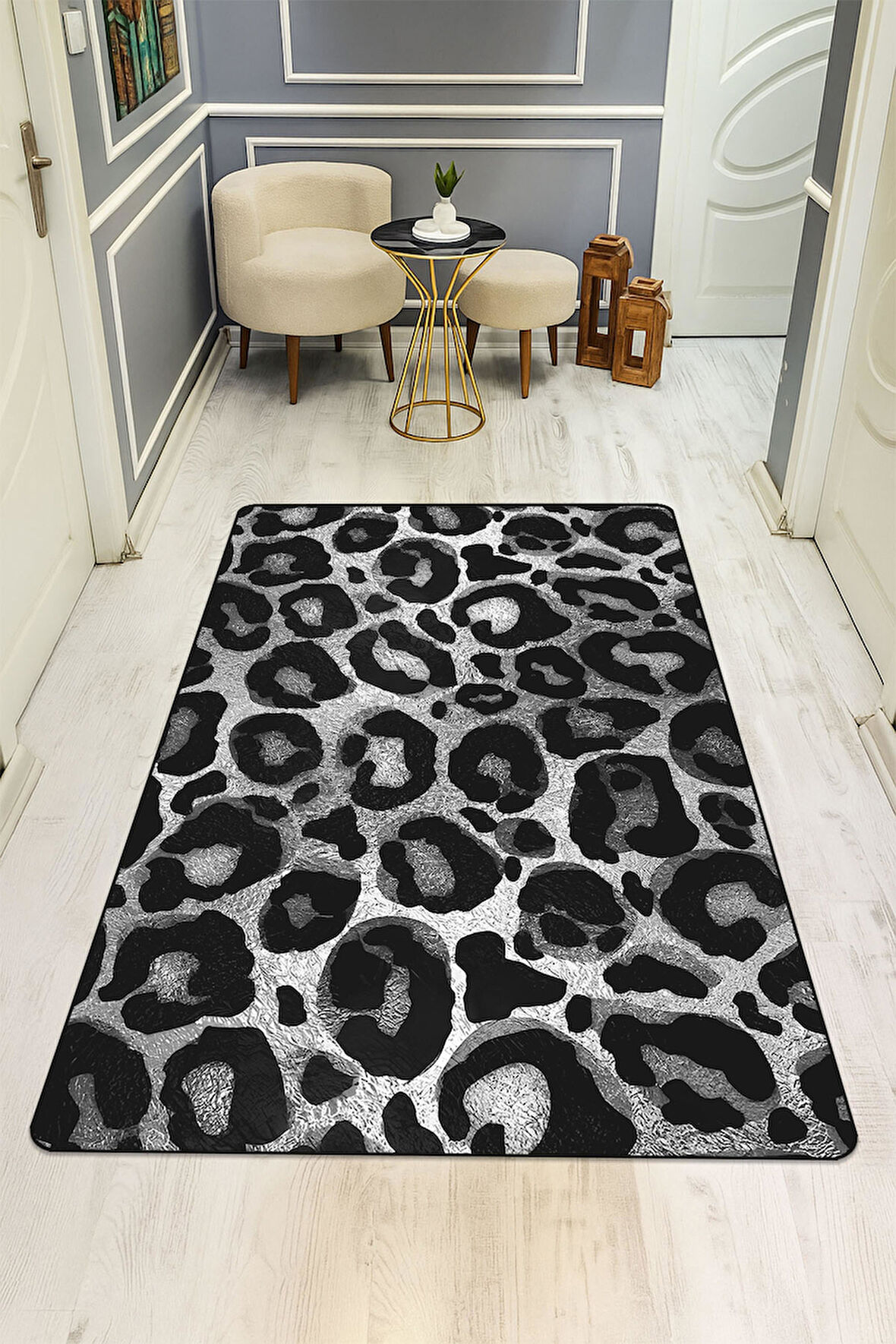 Modern Desenli Dijital Baskı Kaymaz Taban Halı H1084