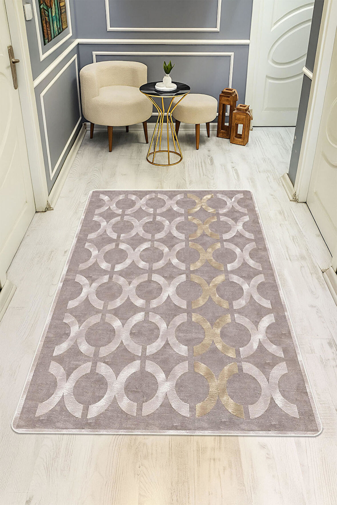 Modern Desenli Dijital Baskı Kaymaz Taban Halı H1032