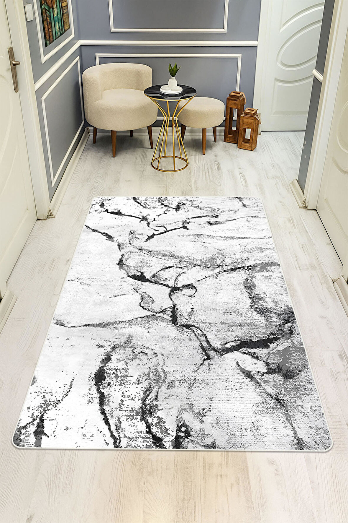 Modern Desenli Dijital Baskı Kaymaz Taban Halı H1033