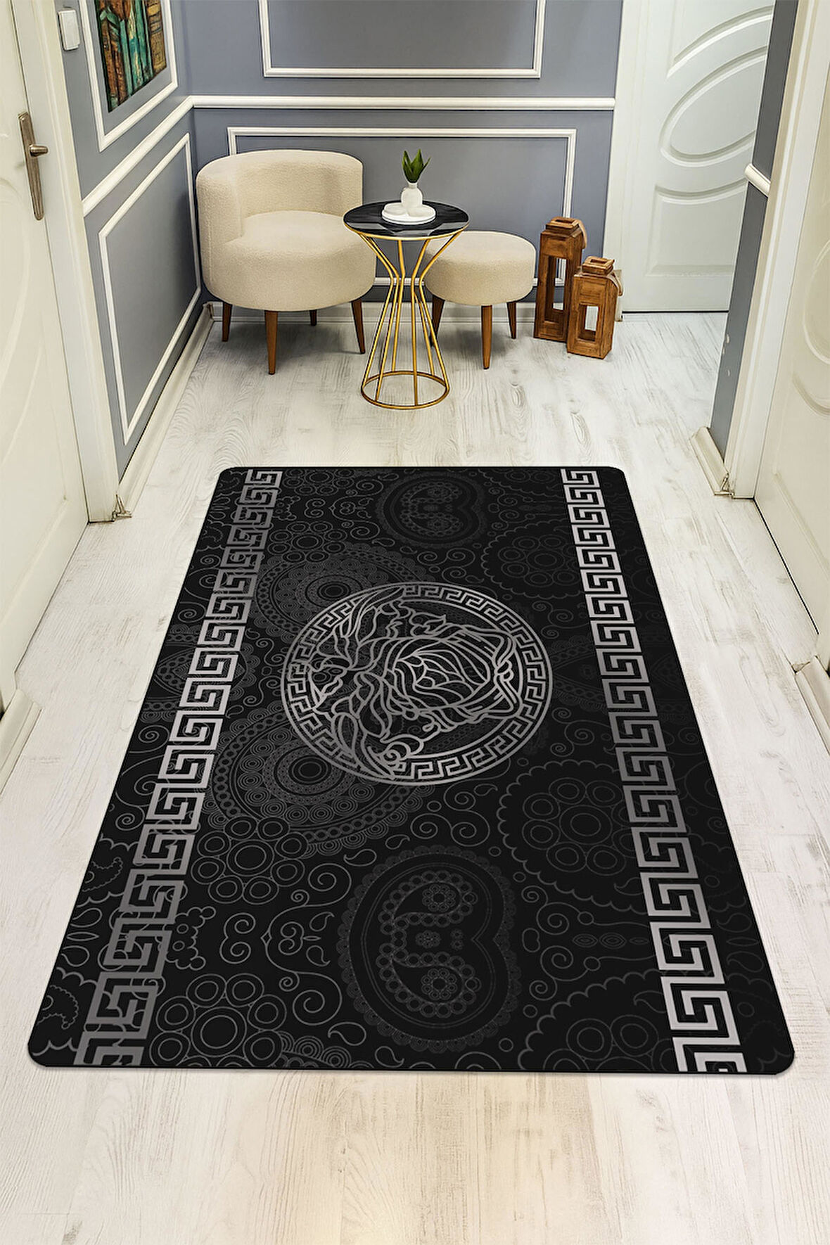 Modern Desenli Dijital Baskı Kaymaz Taban Halı H0858