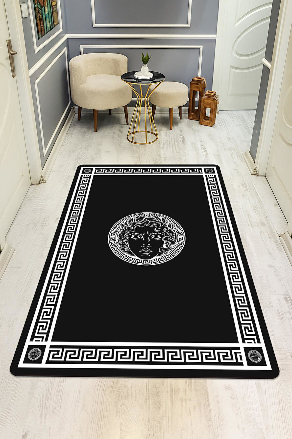 Modern Desenli Dijital Baskı Kaymaz Taban Halı H0845