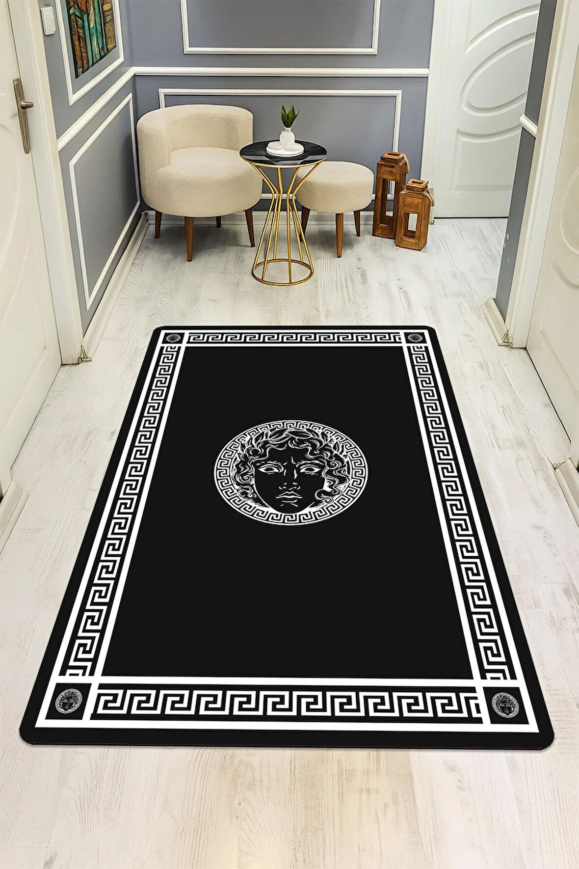 Modern Desenli Dijital Baskı Kaymaz Taban Halı H0845