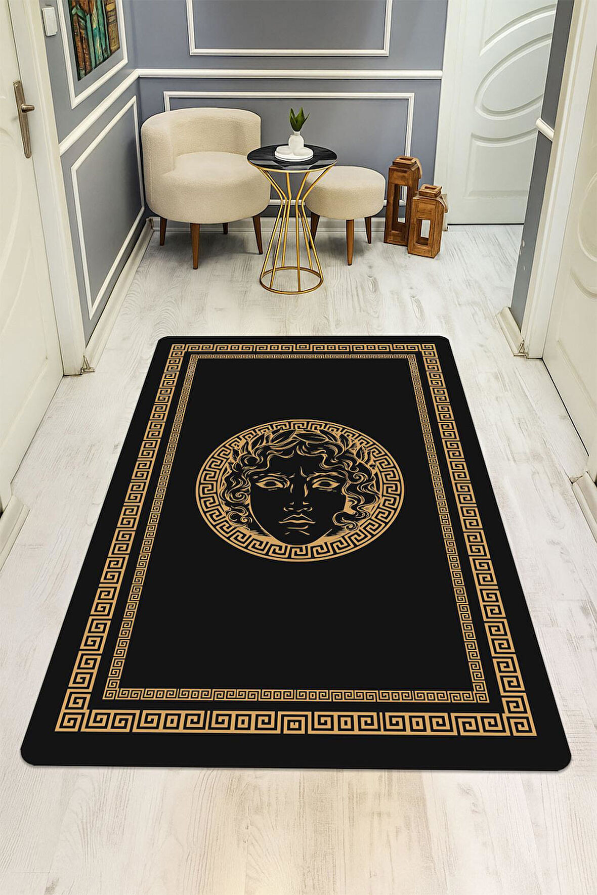 Modern Desenli Dijital Baskı Kaymaz Taban Halı H0847