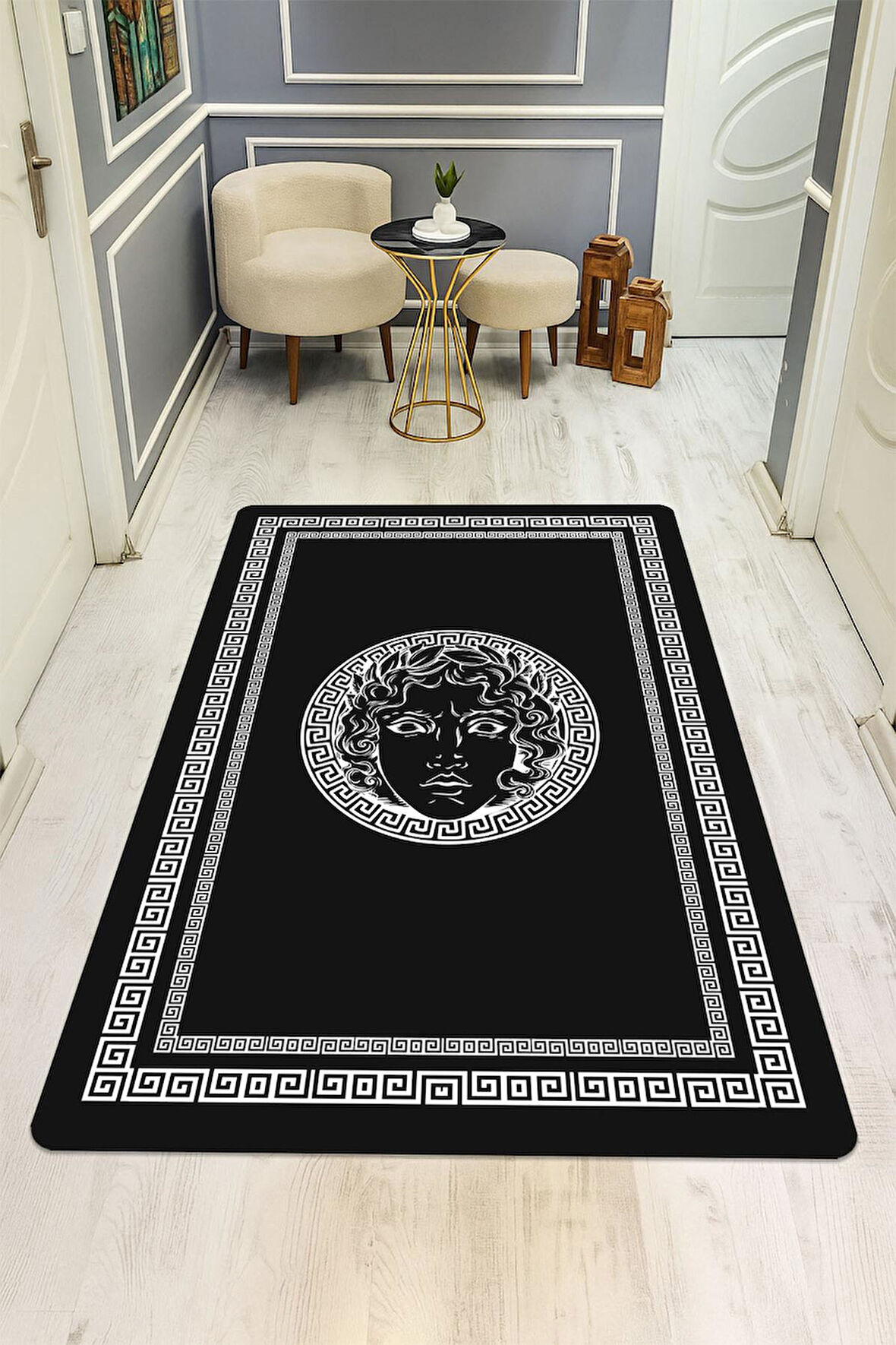 Modern Desenli Dijital Baskı Kaymaz Taban Halı H0848