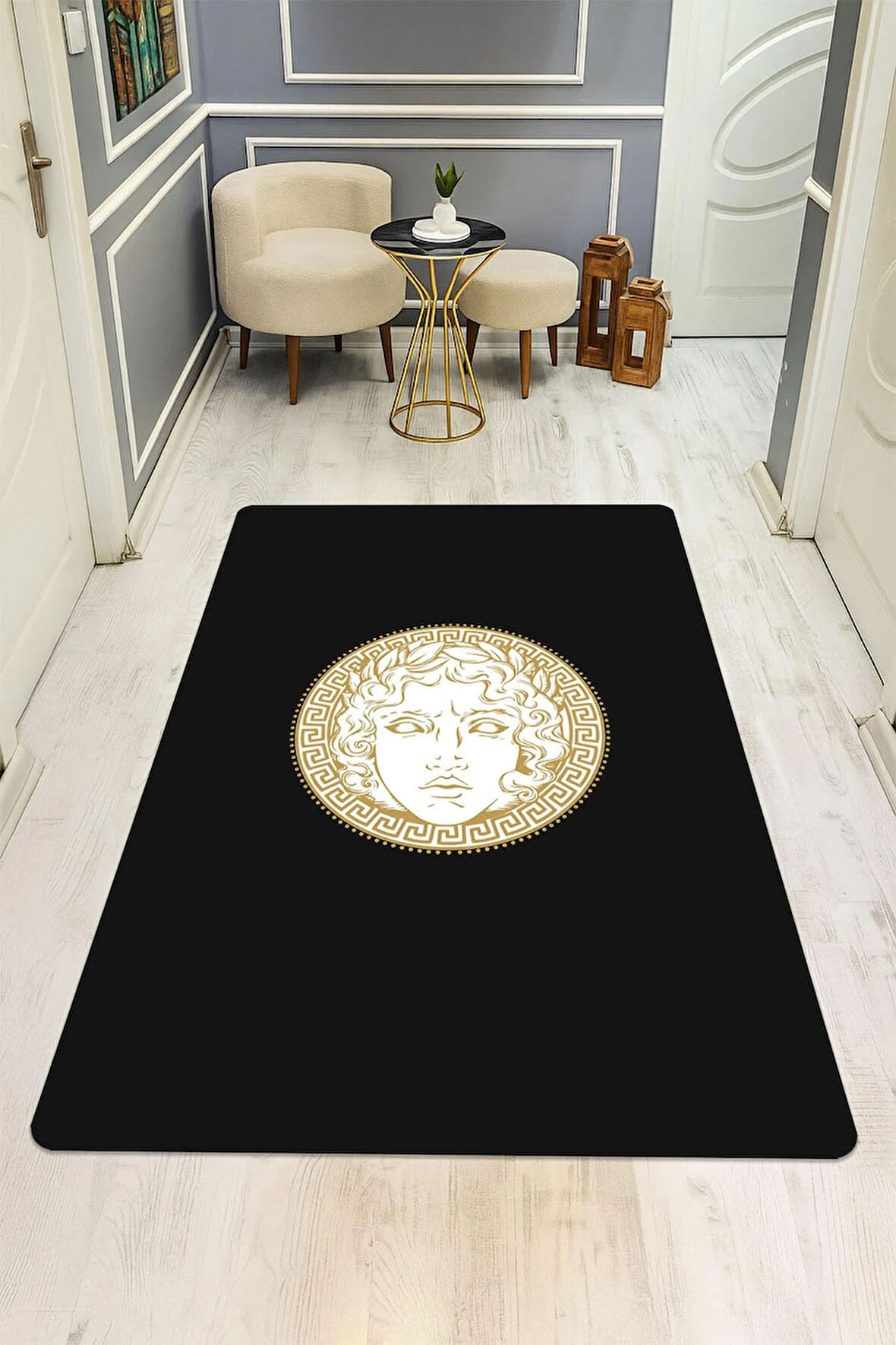 Modern Desenli Dijital Baskı Kaymaz Taban Halı H0849