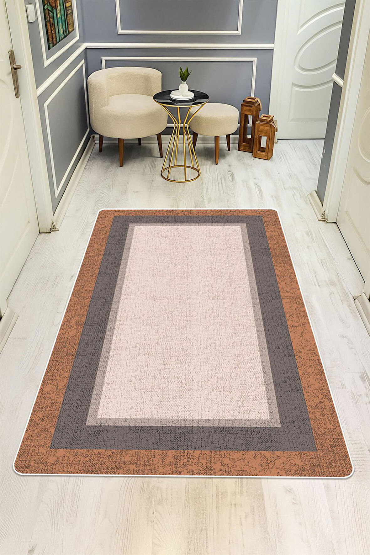 Modern Desenli Dijital Baskı Kaymaz Taban Halı H0270