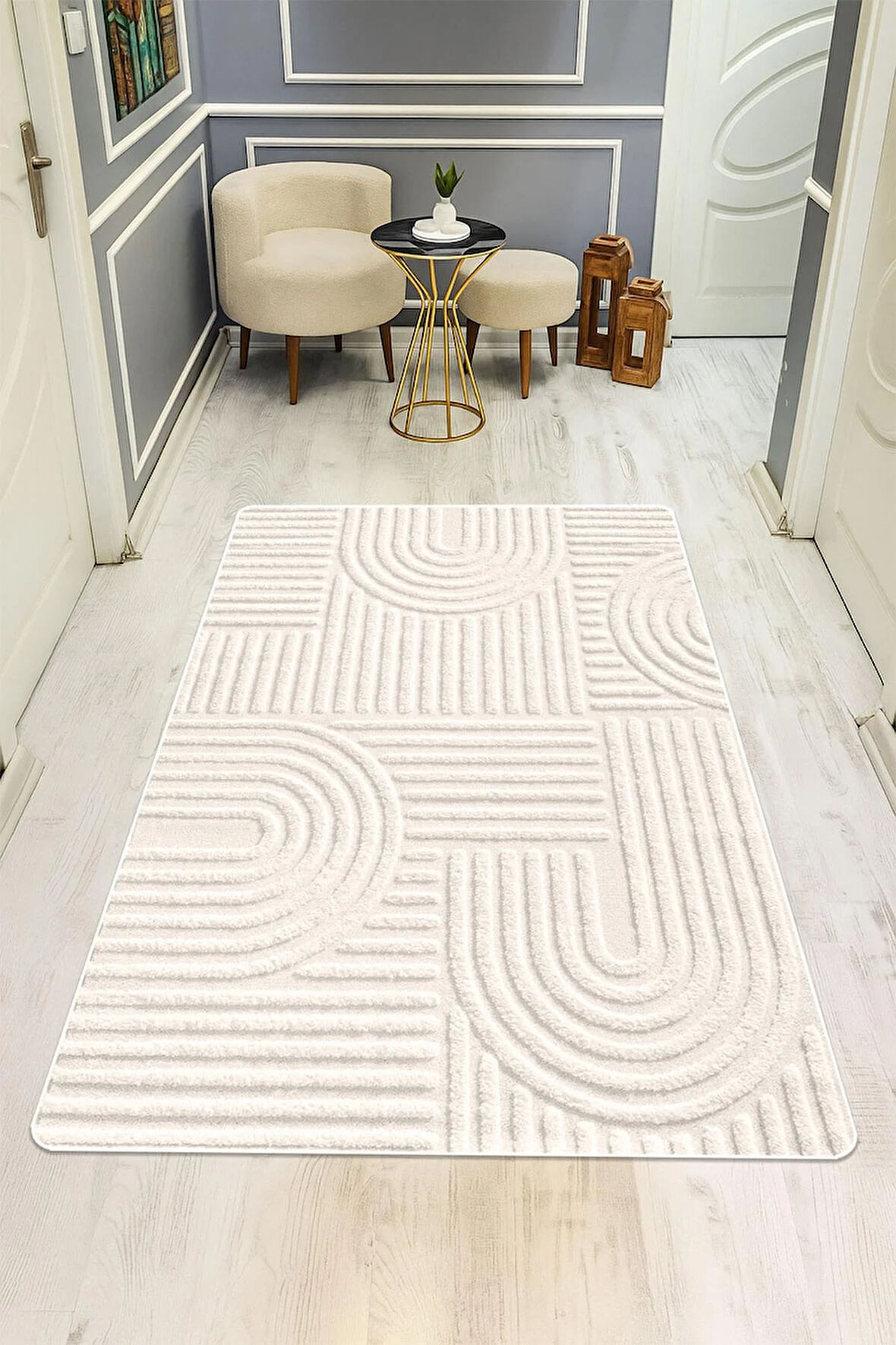 Modern Desenli Dijital Baskı Kaymaz Taban Halı H0272