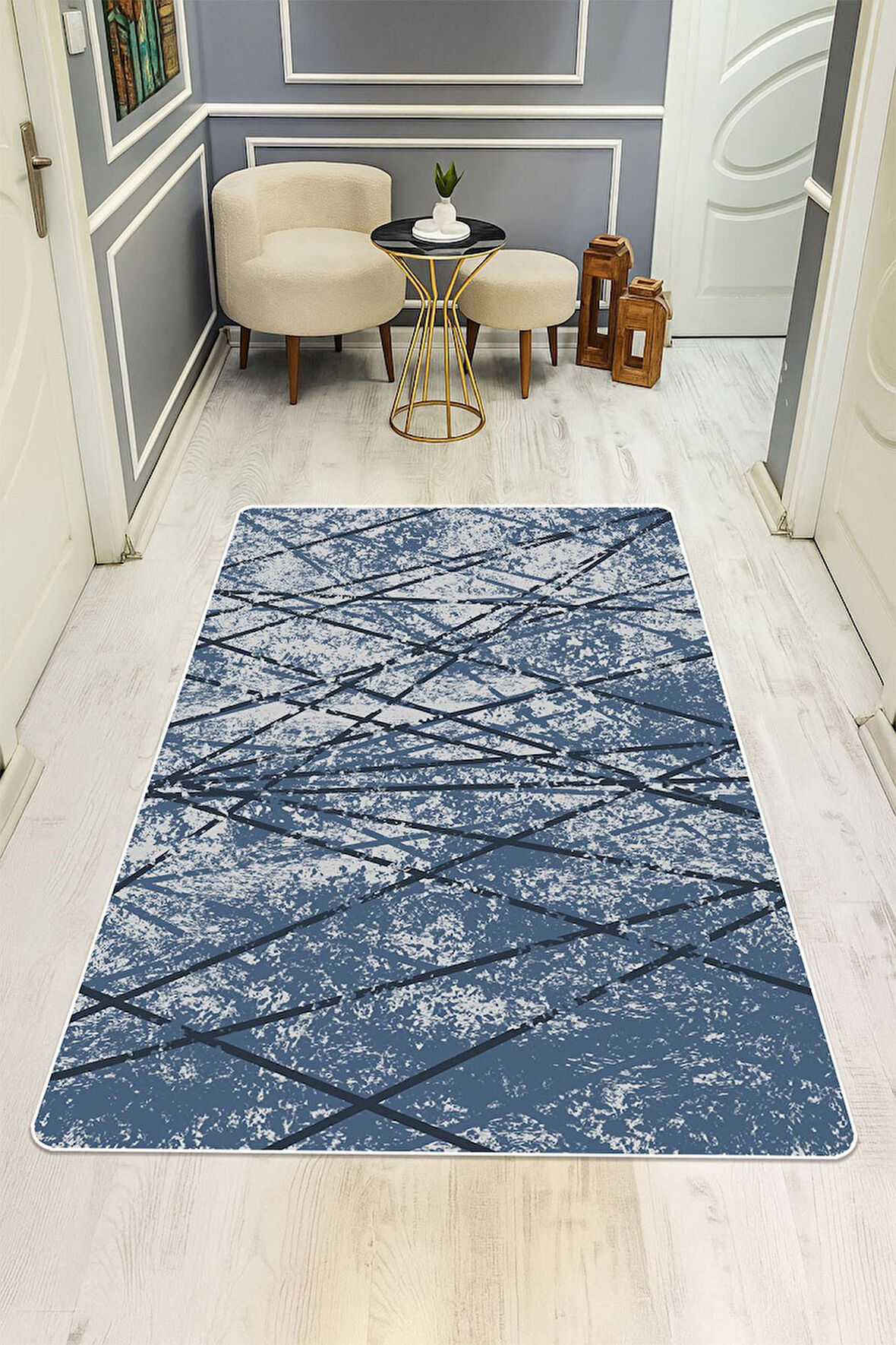 Modern Desenli Dijital Baskı Kaymaz Taban Halı H0293