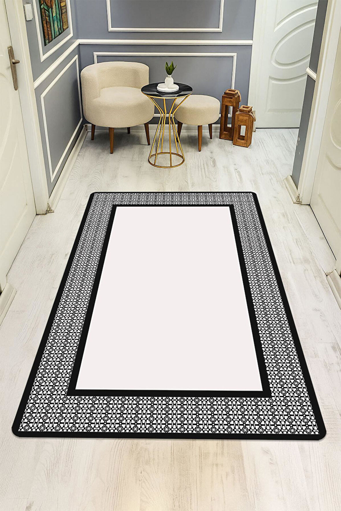 Modern Desenli Dijital Baskı Kaymaz Taban Halı H0228