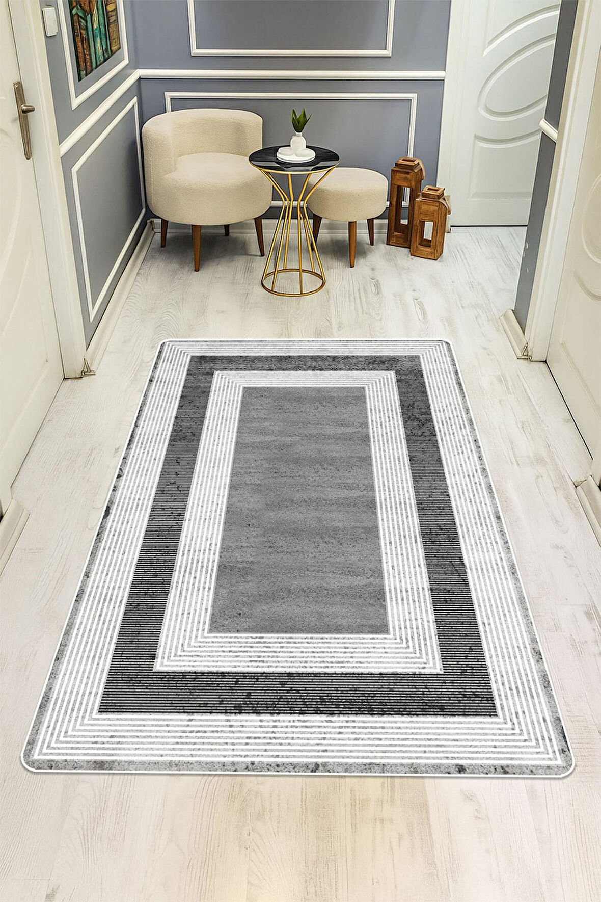 Modern Desenli Dijital Baskı Kaymaz Taban Halı H0248