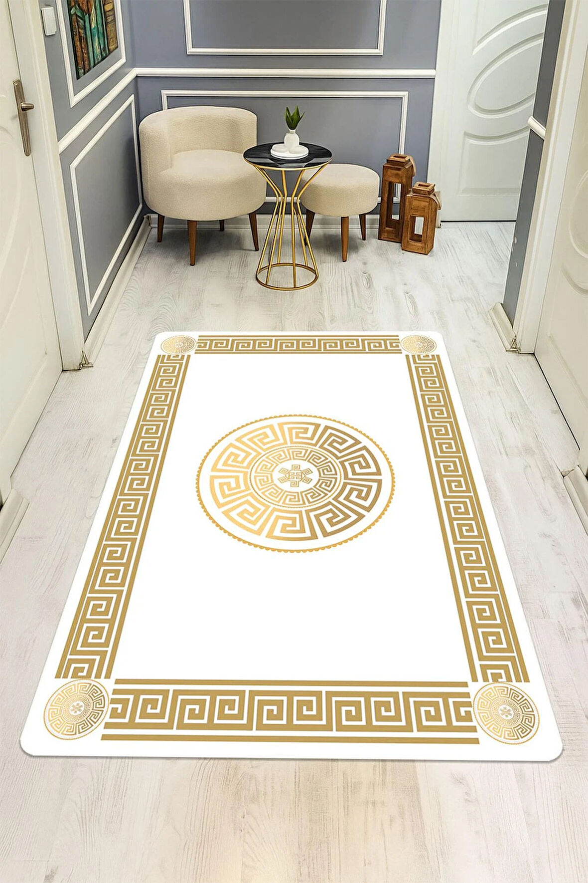 Modern Desenli Dijital Baskı Kaymaz Taban Halı H0149