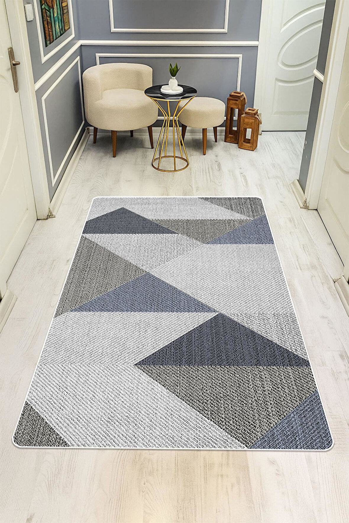 Modern Desenli Dijital Baskı Kaymaz Taban Halı H0152