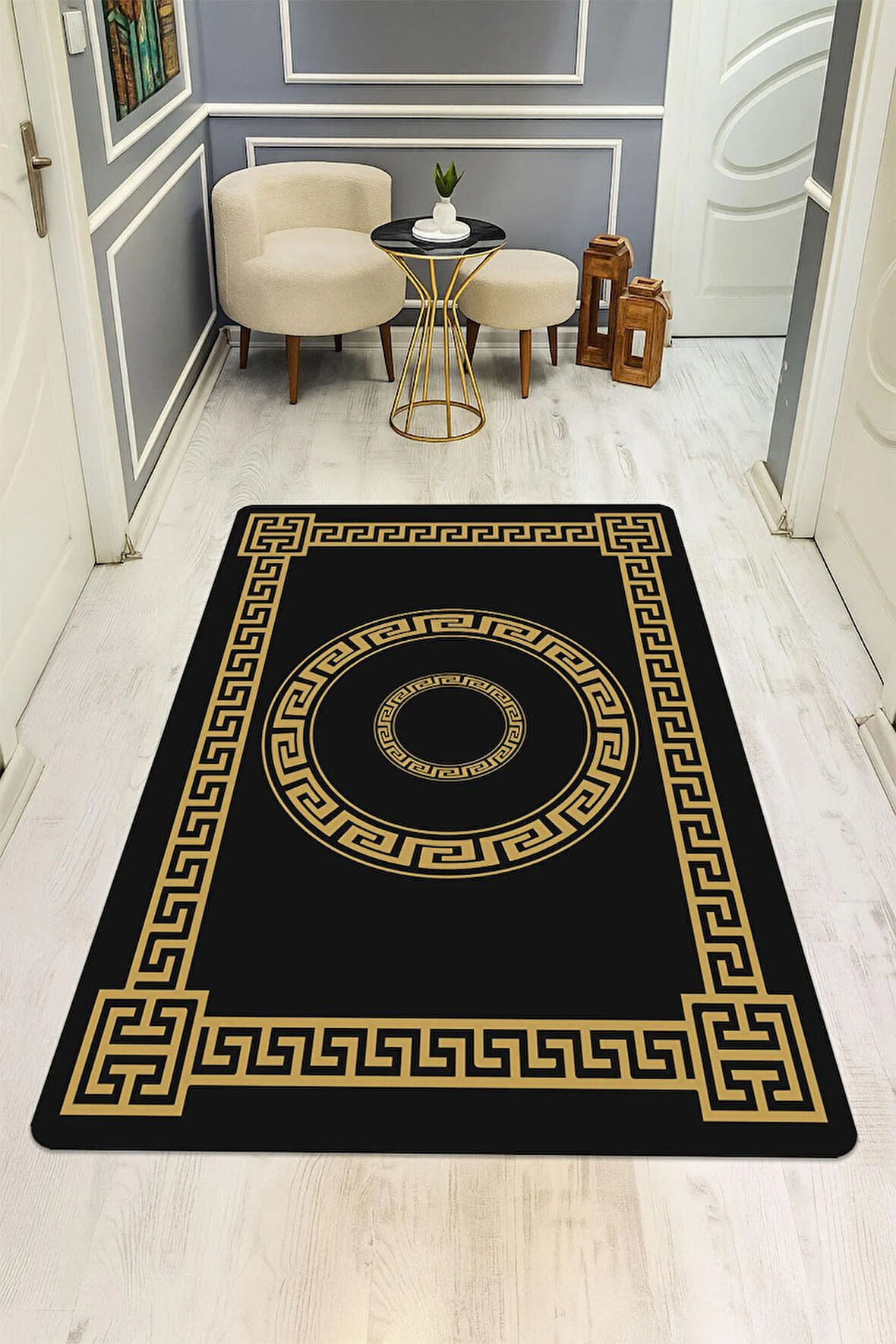 Modern Desenli Dijital Baskı Kaymaz Taban Halı H0161