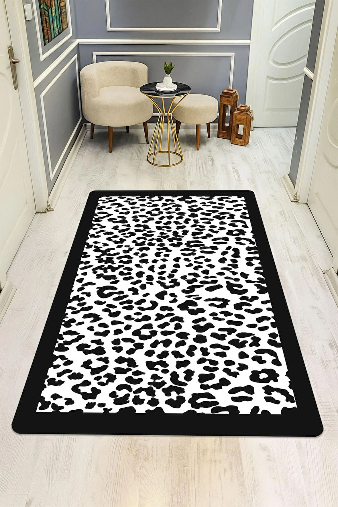 Modern Desenli Dijital Baskı Kaymaz Taban Halı H0136