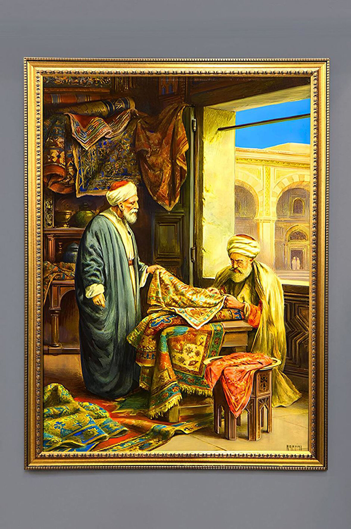 Halı Satıcısı Desenli Dijital Baskılı Kadife Kumaş Çerçeveli Tablo TBL0073