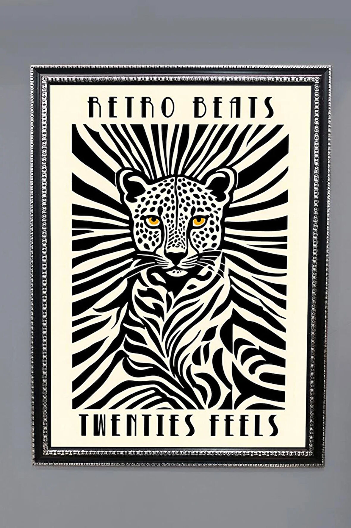 Modern Leopar Desenli Dijital Baskılı Kadife Kumaş Çerçeveli Tablo TBL0077