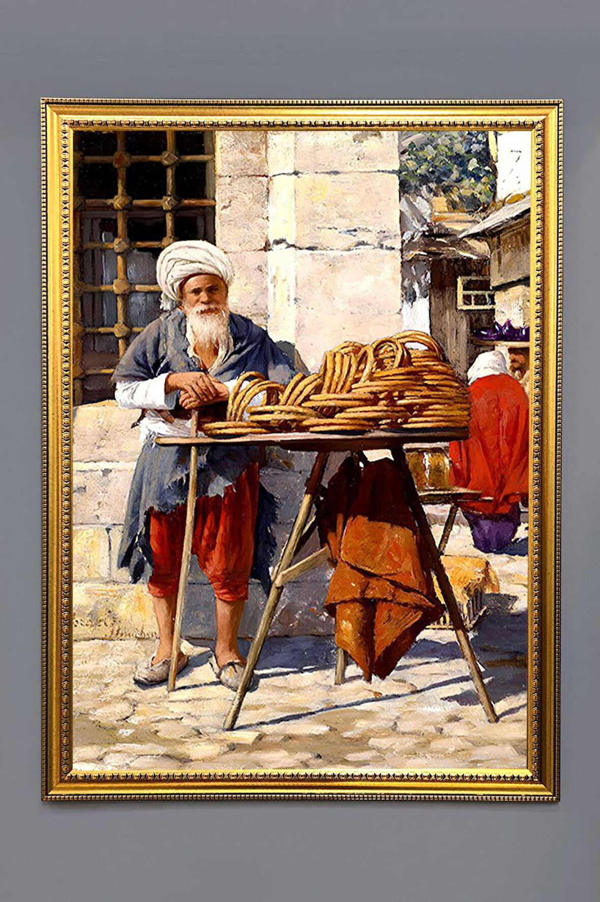 Simit Satan Adam Desenli Dijital Baskılı Kadife Kumaş Çerçeveli Tablo TBL0016