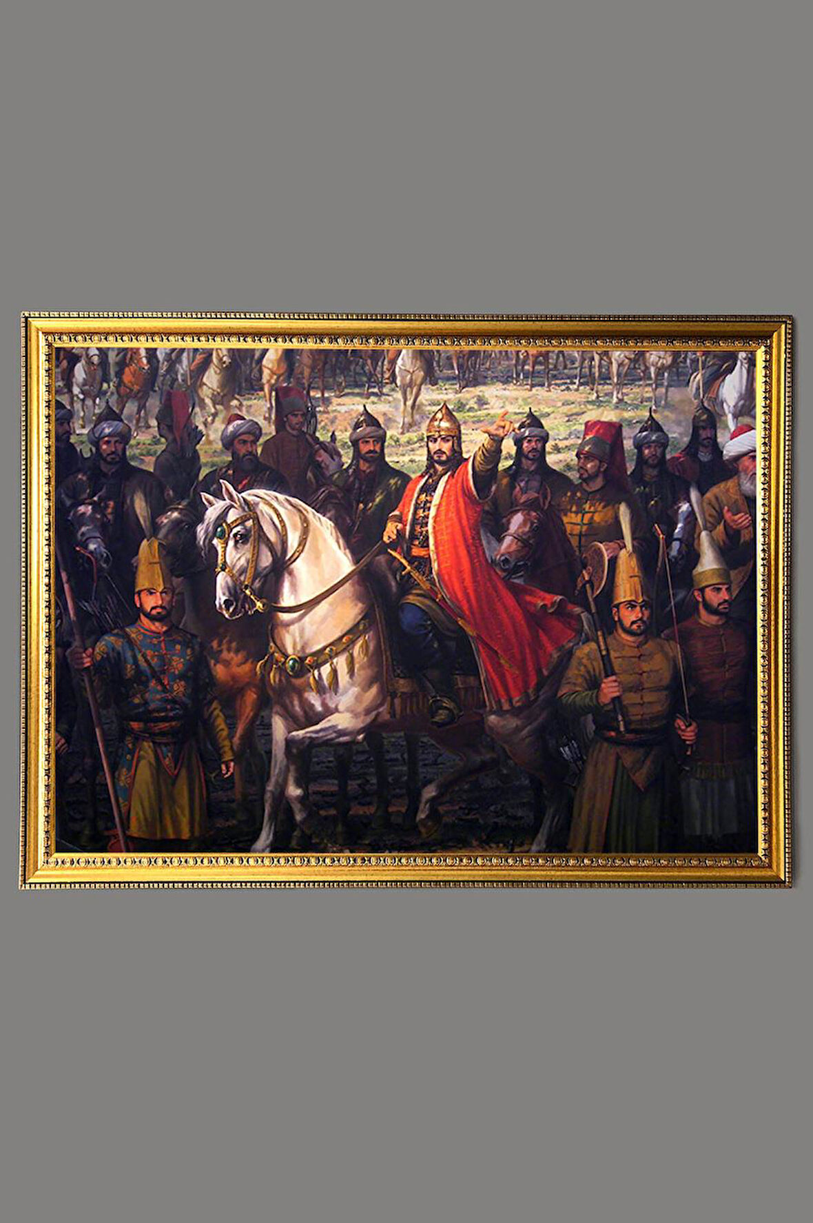 Fatih İstanbulun Fethi Desenli Dijital Baskılı Kadife Kumaş Çerçeveli Tablo TBL0022