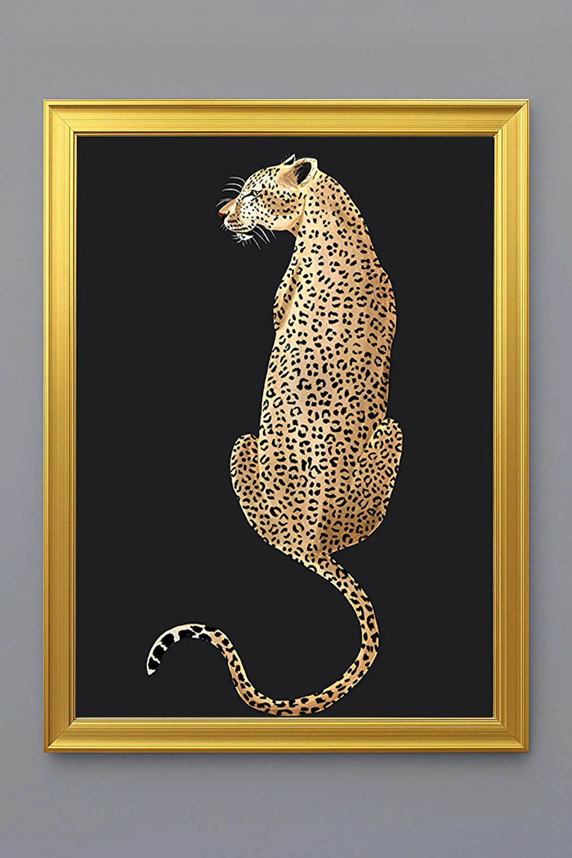 Leopar Figürlü Dijital Baskılı Kadife Kumaş Çerçeveli Tablo TBL0035