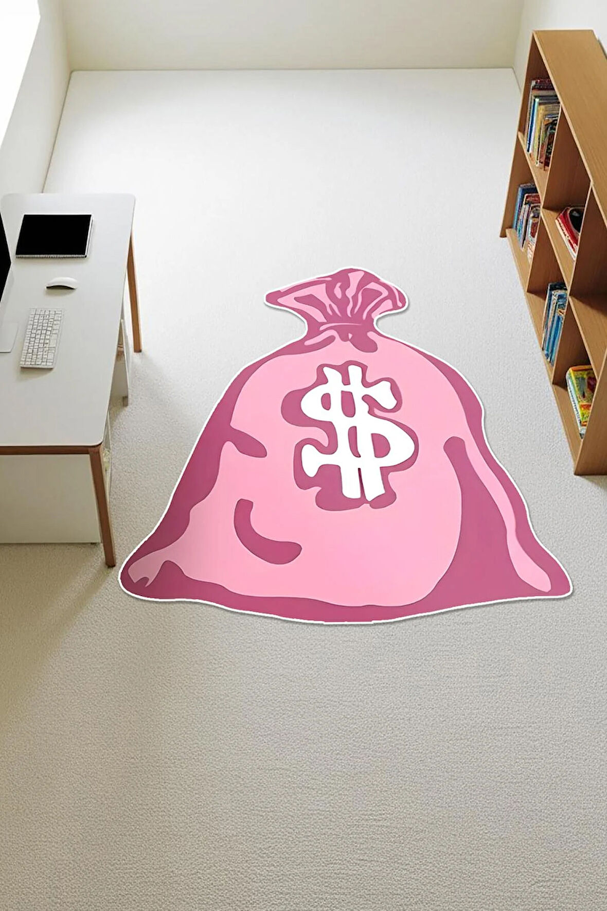 Para Kesesi Lazer Kesim Dijital Baskı Kaymaz Taban Halı H1021