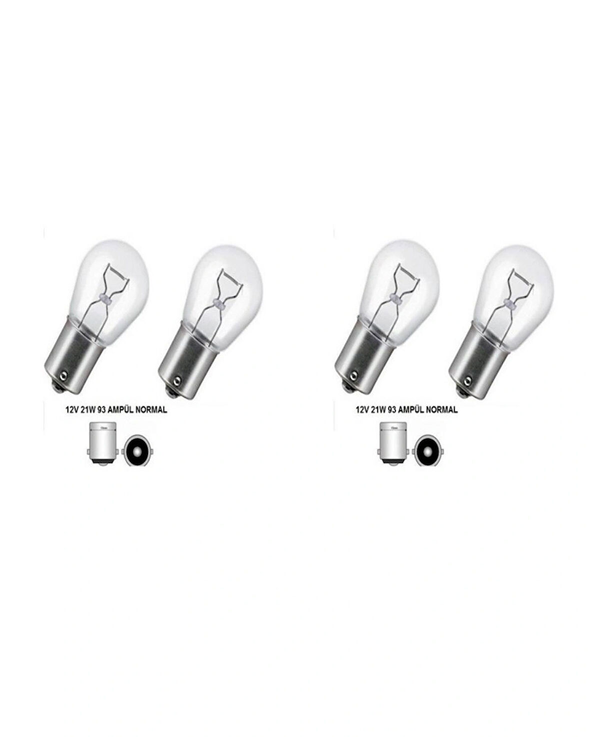12 VOLT 21WATT SİNYAL  AMPULU ARABA MOTORSİKLET (4 ADET) DÜZ TIRNAK (93 AMPUL)