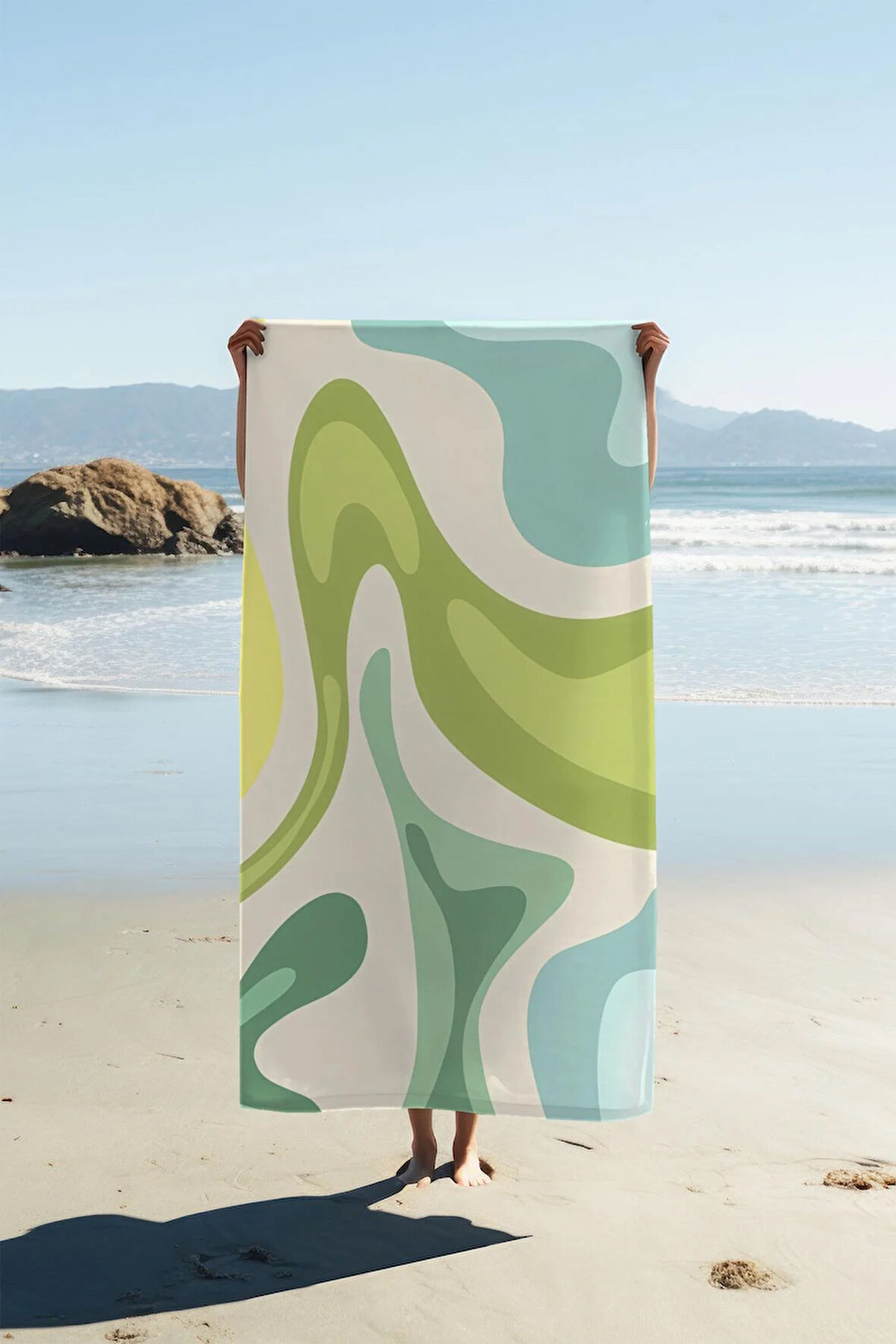 Dijital Baskı Plaj Deniz Havlusu Soyut Desenli Peştamal HVL0193