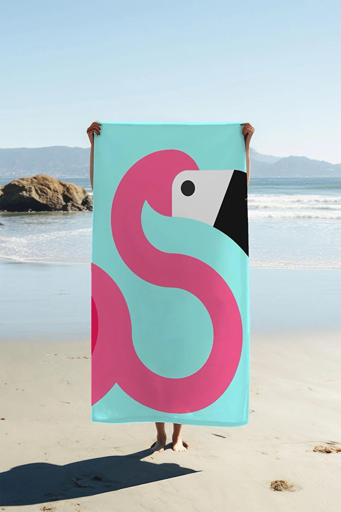 Dijital Baskı Plaj Deniz Havlusu Flamingo Desenli Peştamal HVL0212