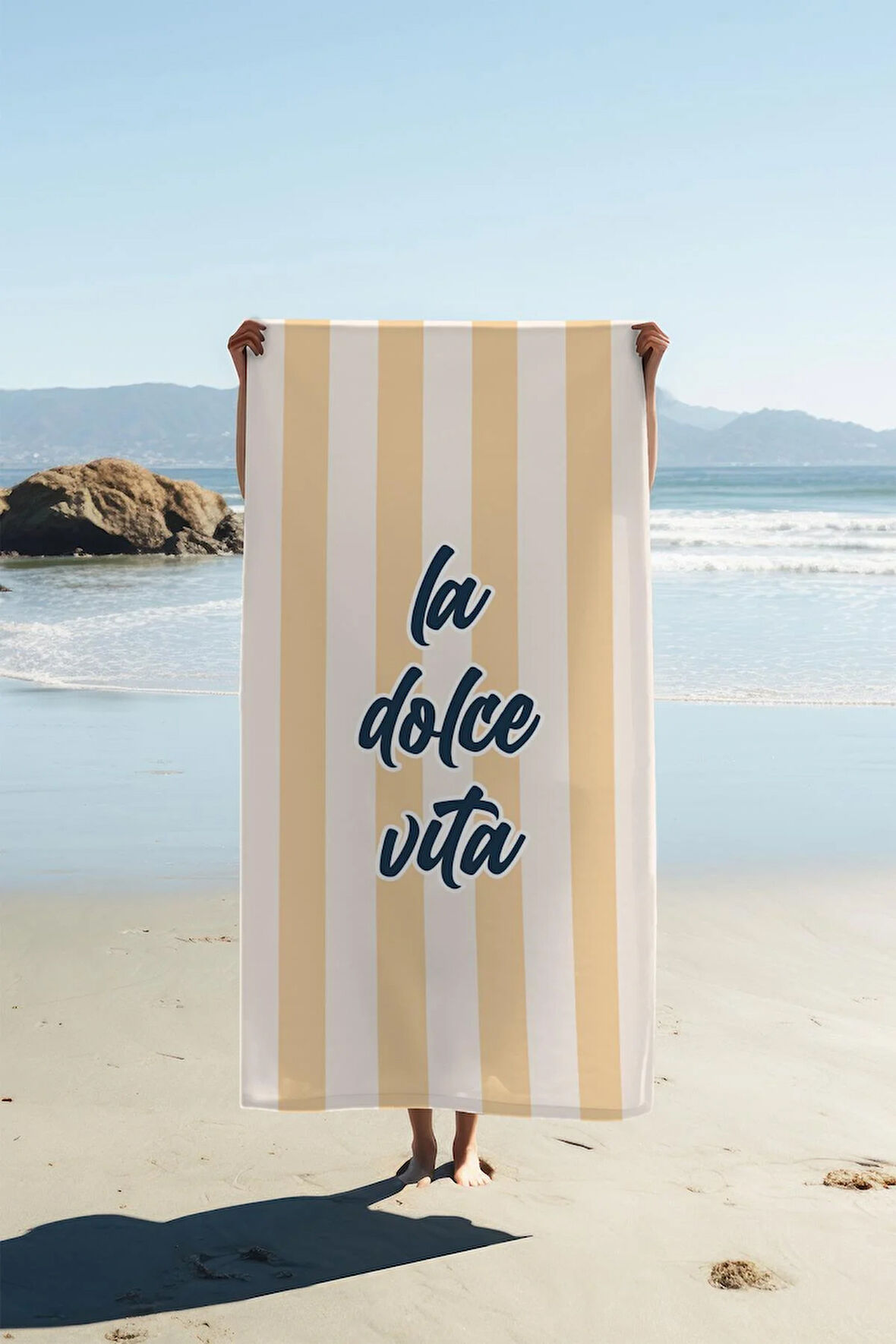 Dijital Baskı Plaj Deniz Havlusu Dolce Vita Desenli Peştamal HVL0219