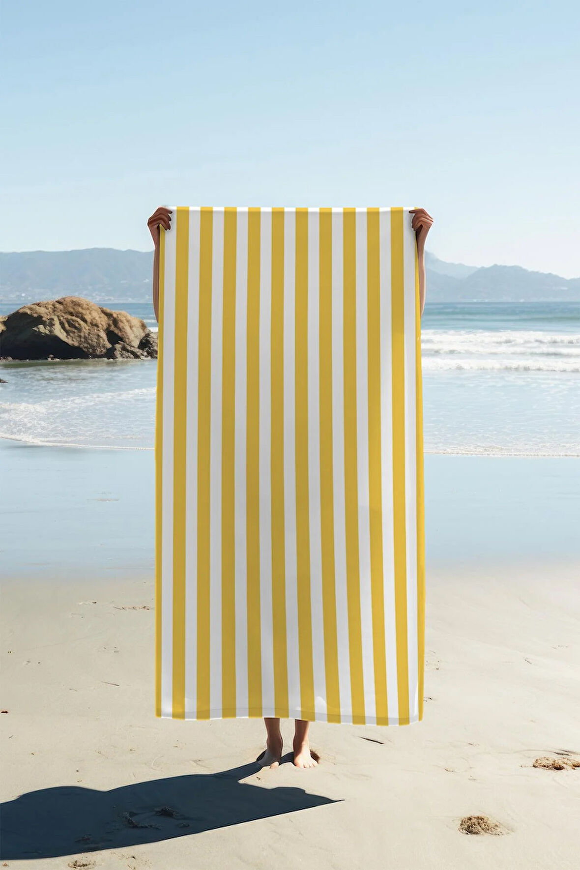 Dijital Baskı Plaj Deniz Havlusu Renkli Çizgili Desen Peştamal HVL0223