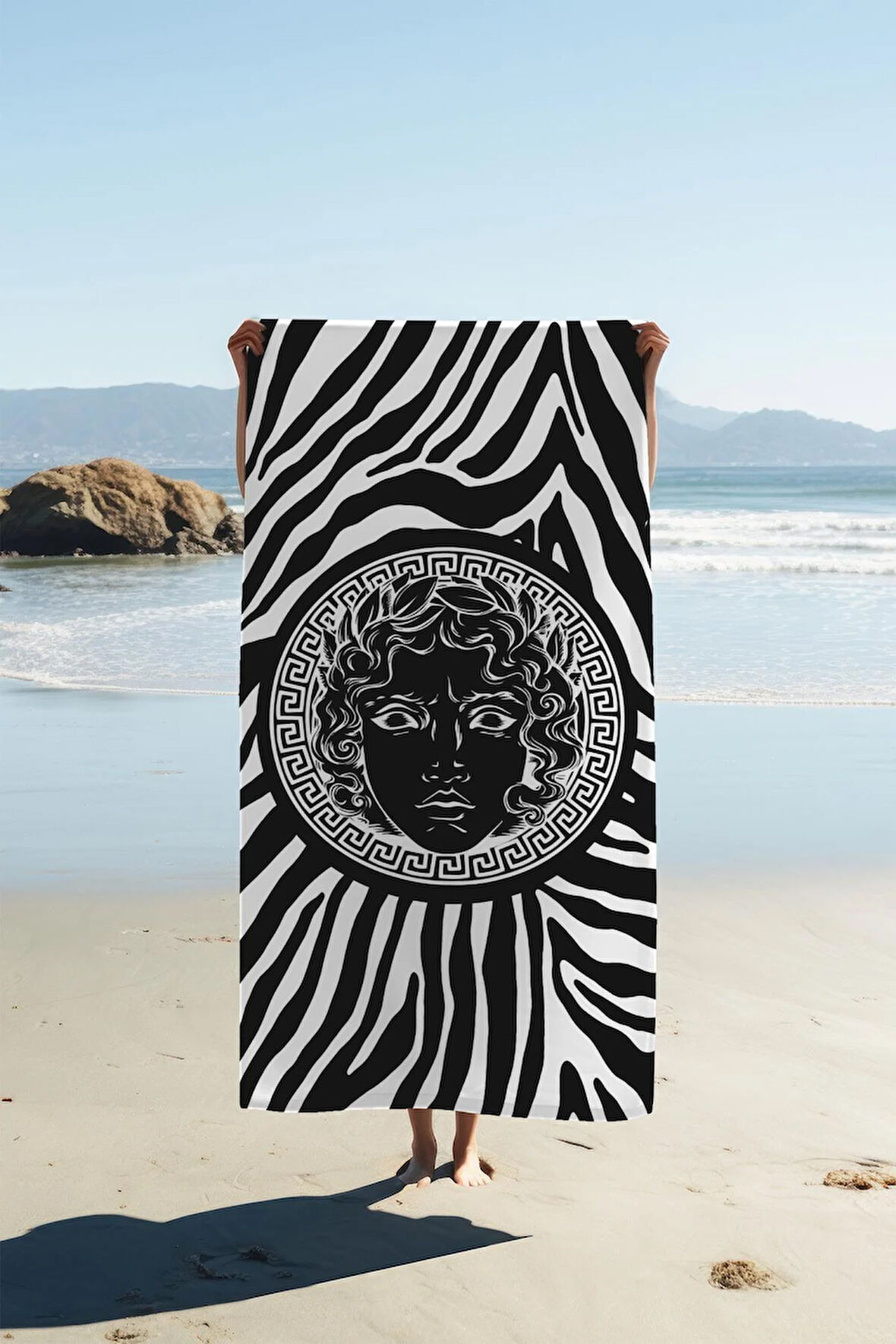 Dijital Baskı Plaj Deniz Havlusu Apollo Modern Desenli Peştamal HVL0230