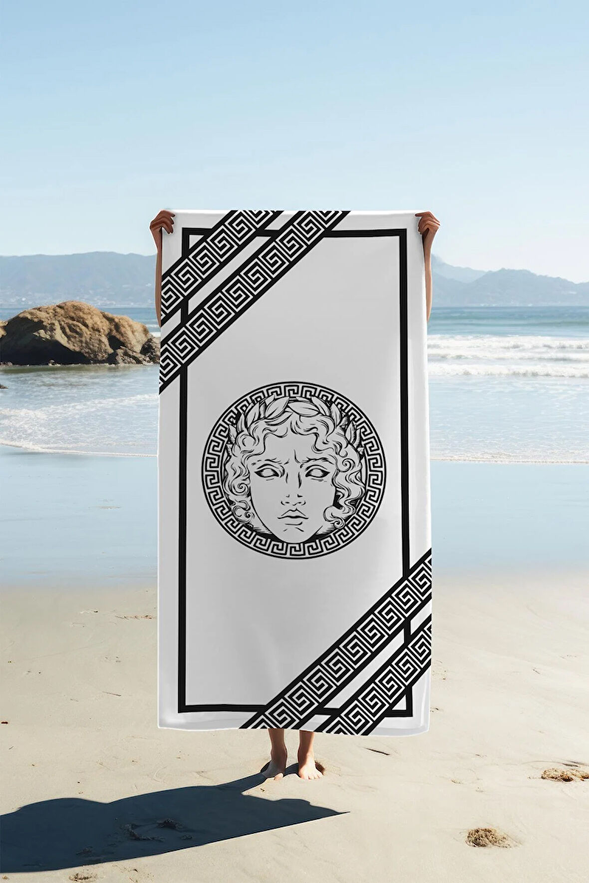 Dijital Baskı Plaj Deniz Havlusu Apollo Modern Desenli Peştamal HVL0232