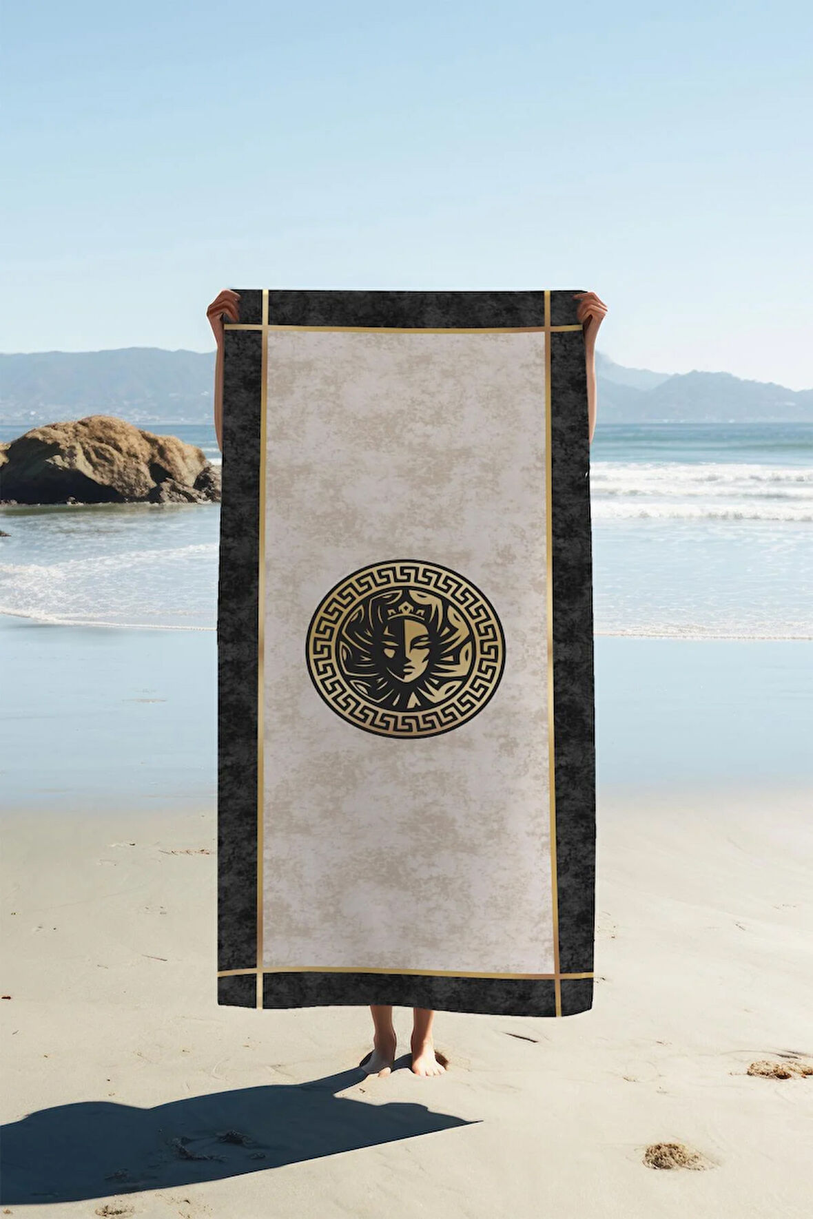 Dijital Baskı Plaj Deniz Havlusu Apollo Modern Desenli Peştamal HVL0233