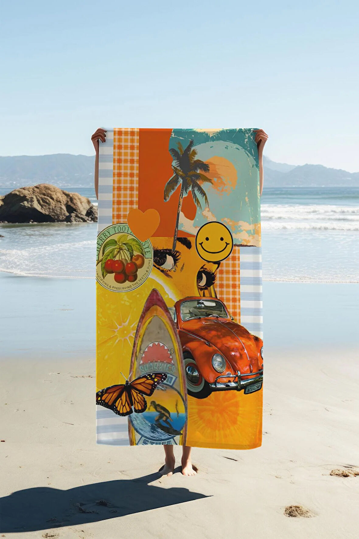 Dijital Baskı Plaj Deniz Havlusu Modern Desenli Peştamal HVL0170