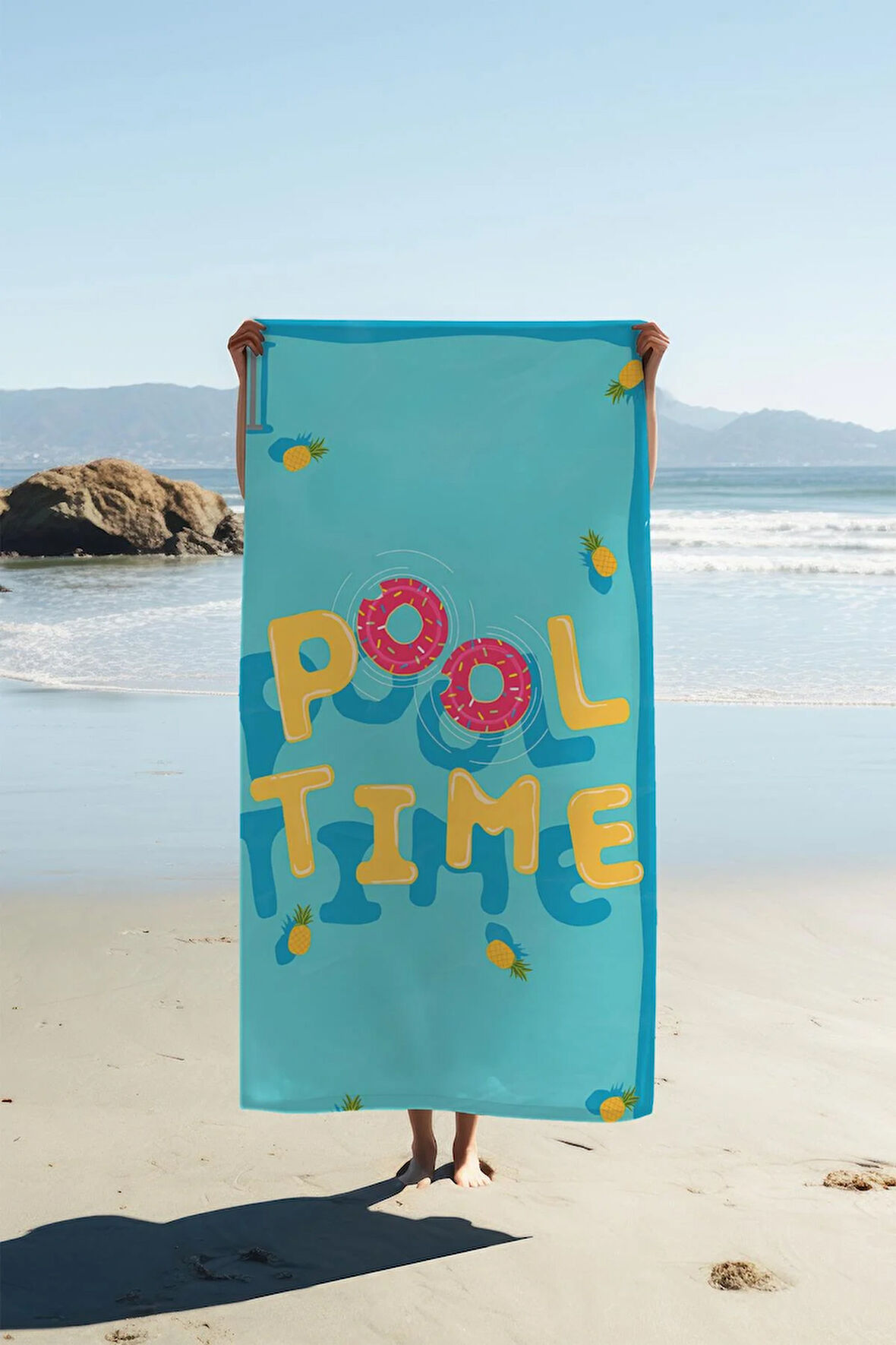 Dijital Baskı Plaj Deniz Havlusu Pool Time Desenli Peştamal HVL0173