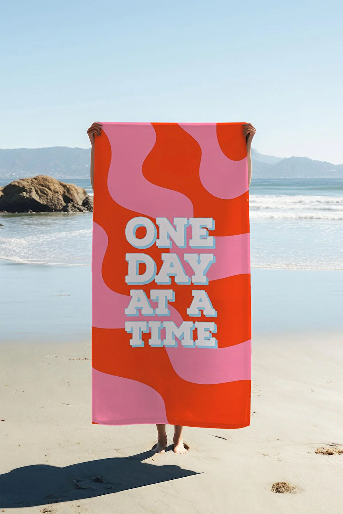 Dijital Baskı Plaj Deniz Havlusu One Day At A Time Desenli Peştamal HVL0176