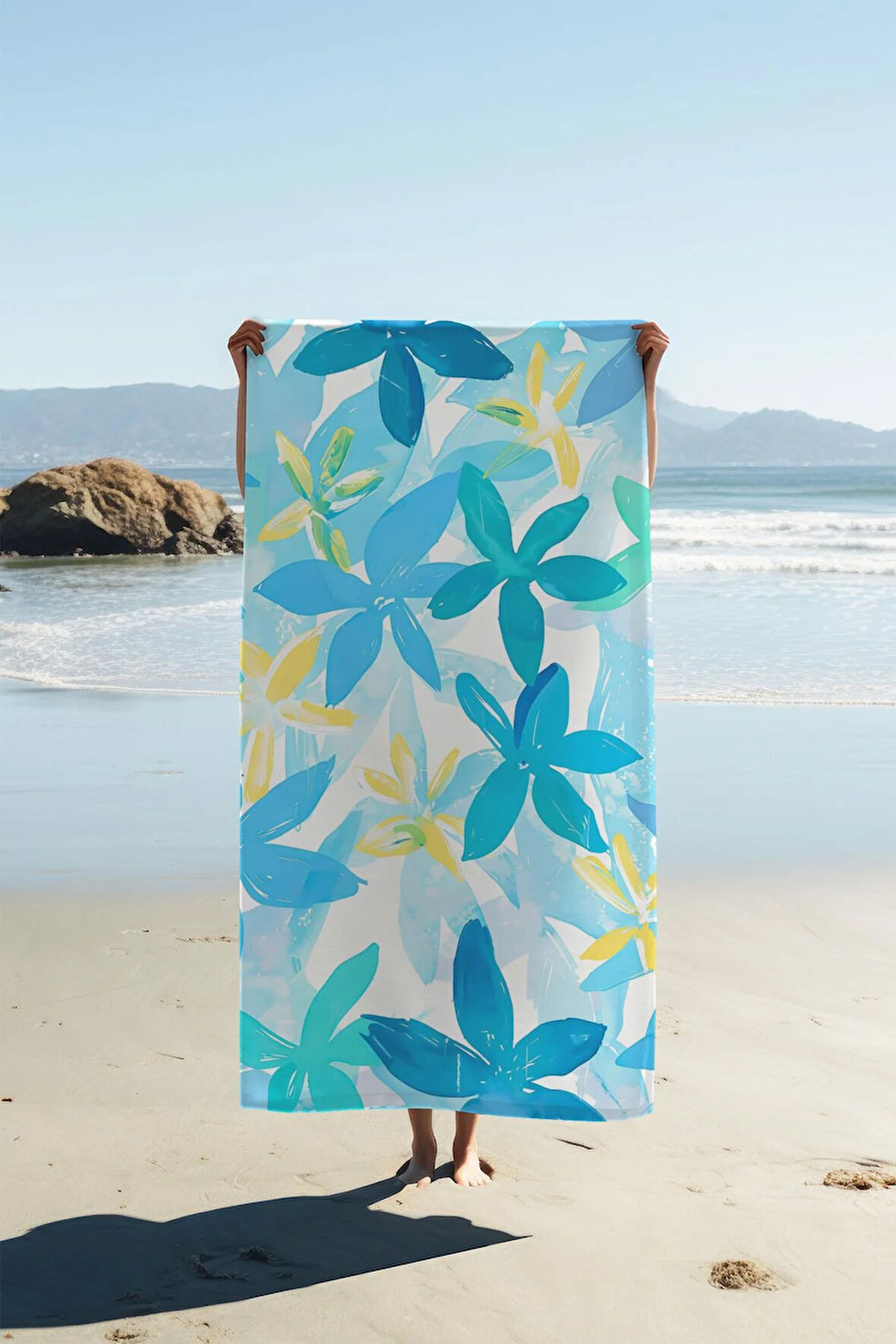 Dijital Baskı Plaj Deniz Havlusu Çiçek Desenli Peştamal HVL0181