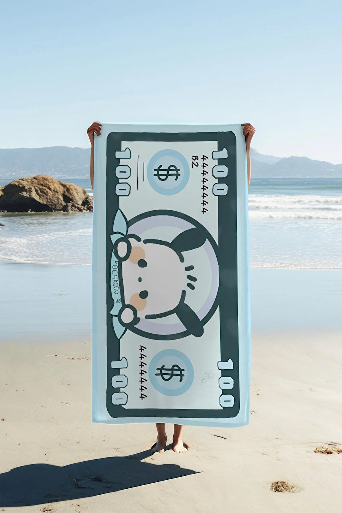 Dijital Baskı Plaj Deniz Havlusu Tavşan Figürlü Dolar Peştamal HVL0109