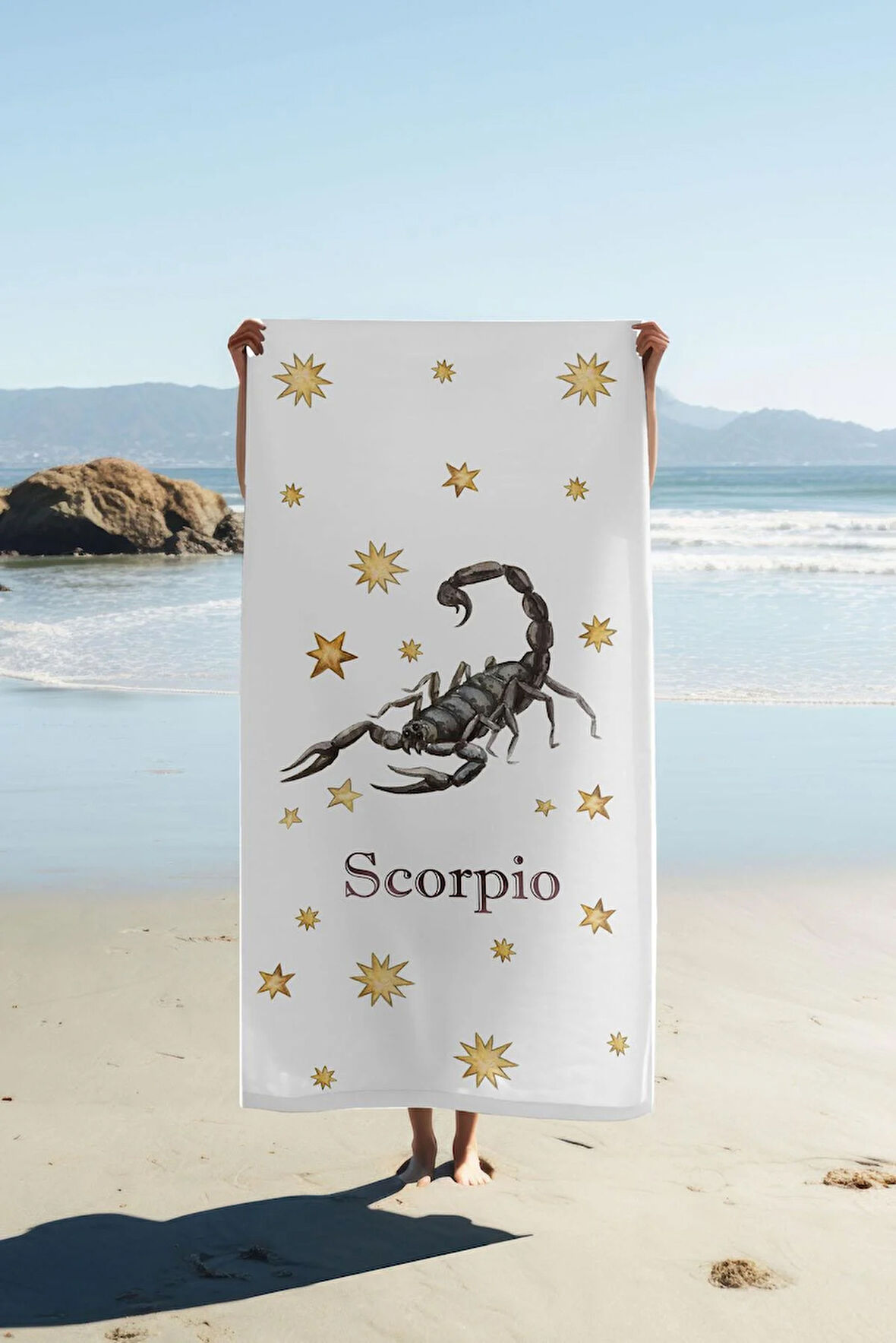 Dijital Baskı Plaj Deniz Havlusu Akrep Burcu Desenli Peştamal HVL0040