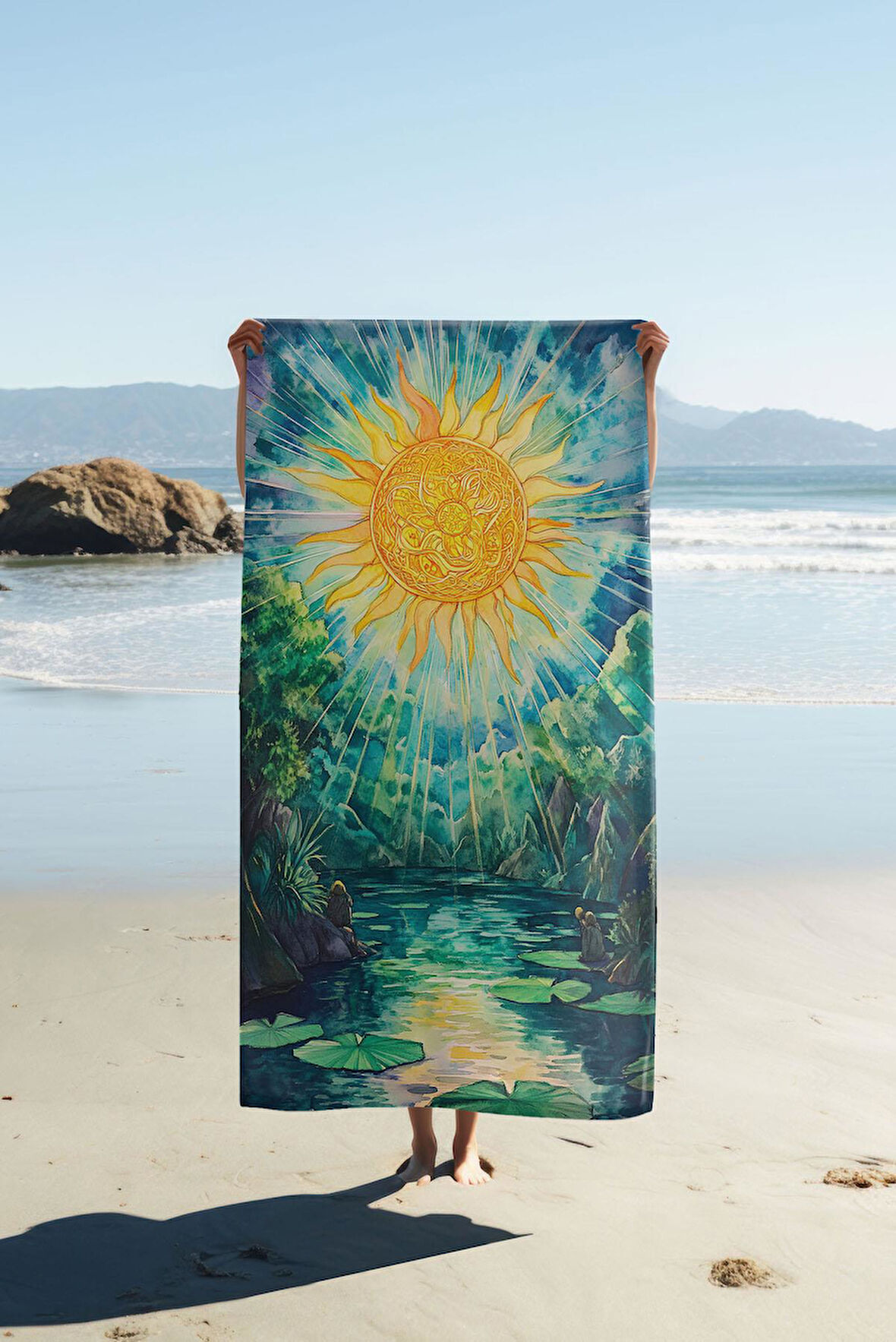 Dijital Baskı Plaj Deniz Havlusu Doğa Desenli Peştamal HVL0085