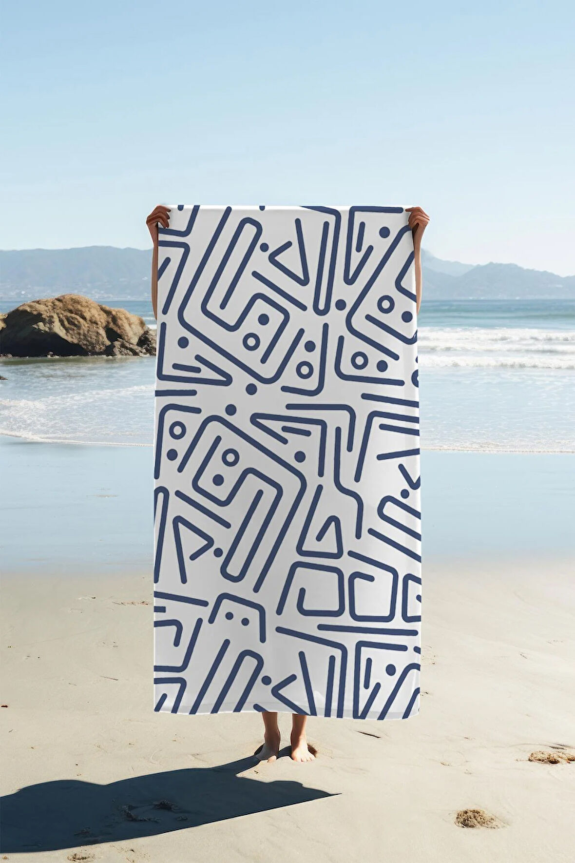 Dijital Baskı Plaj Deniz Havlusu Modern Desenli Peştamal HVL0088