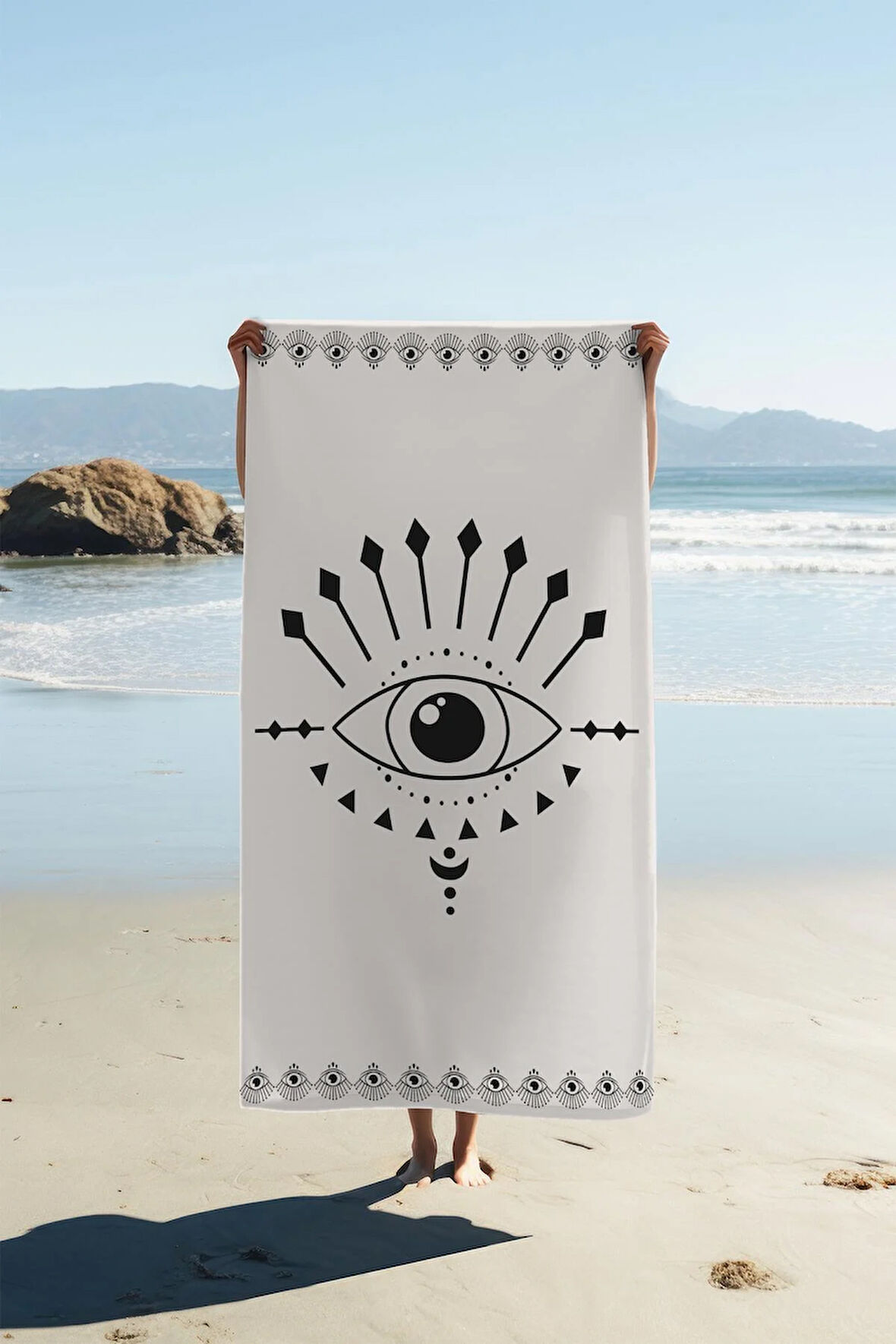 Dijital Baskı Plaj Deniz Havlusu Modern Desenli Peştamal HVL0089