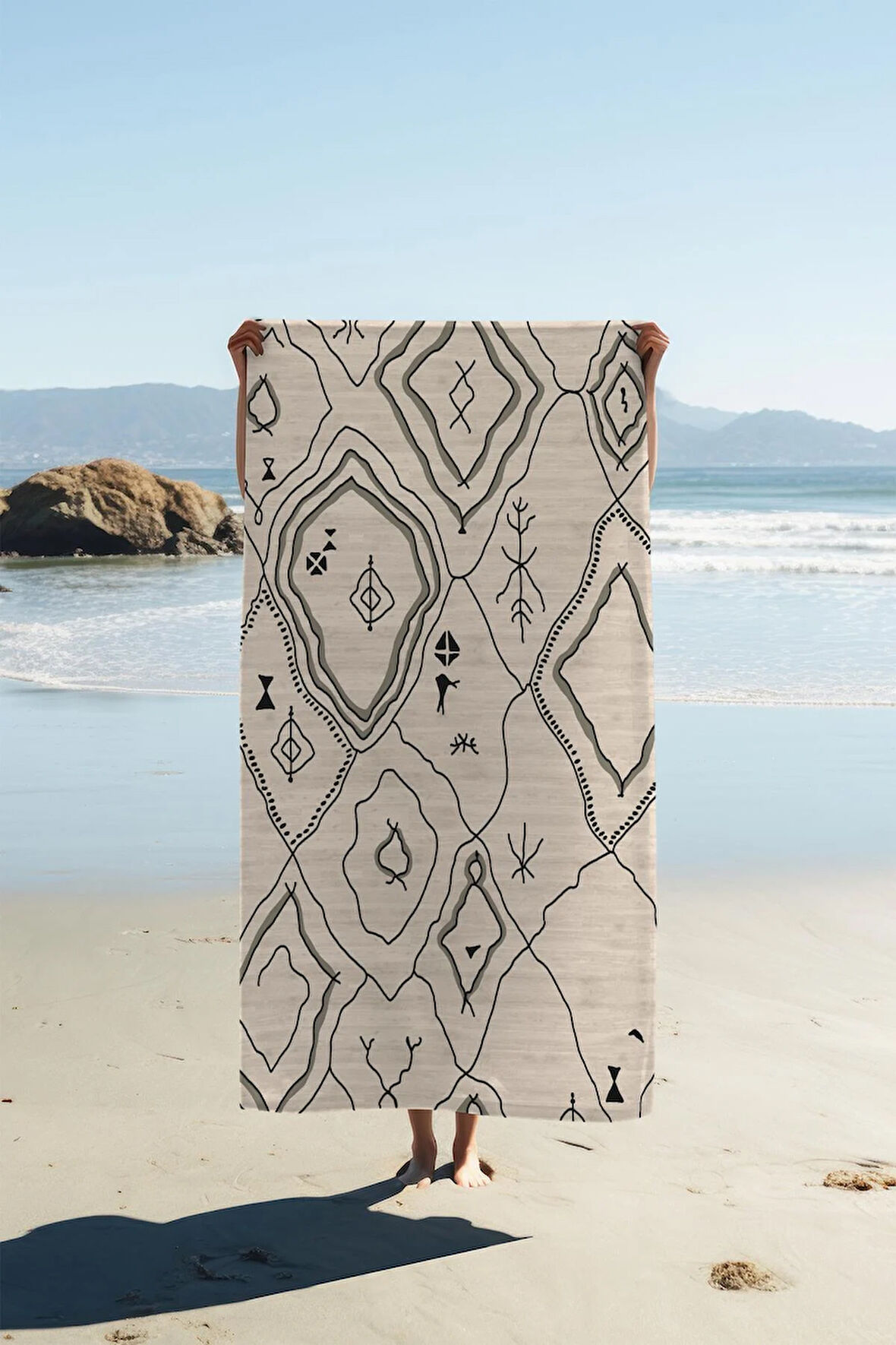 Dijital Baskı Plaj Deniz Havlusu Modern Desenli Peştamal HVL0091