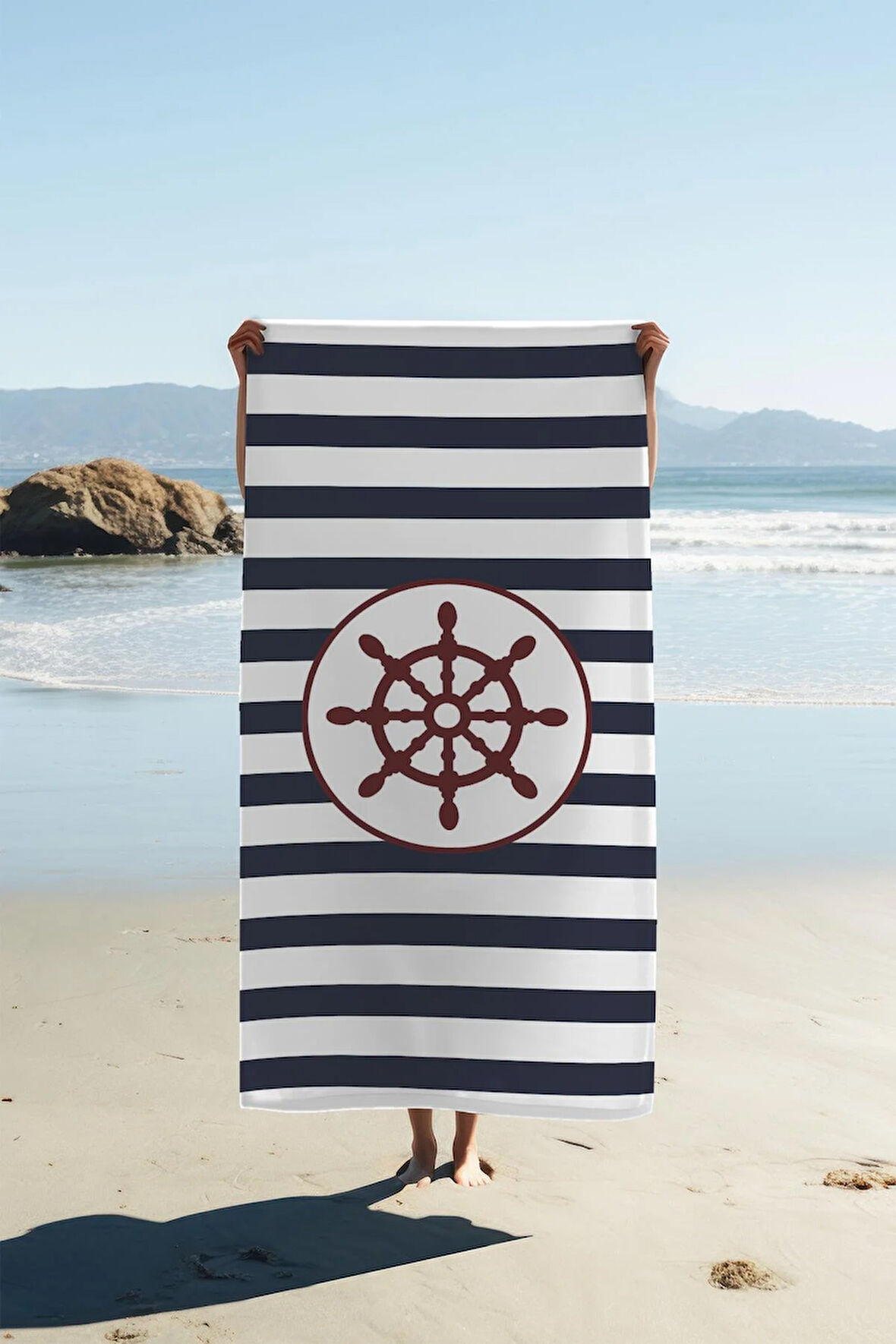 Dijital Baskı Plaj Deniz Havlusu Dümen Desenli Peştamal HVL0007