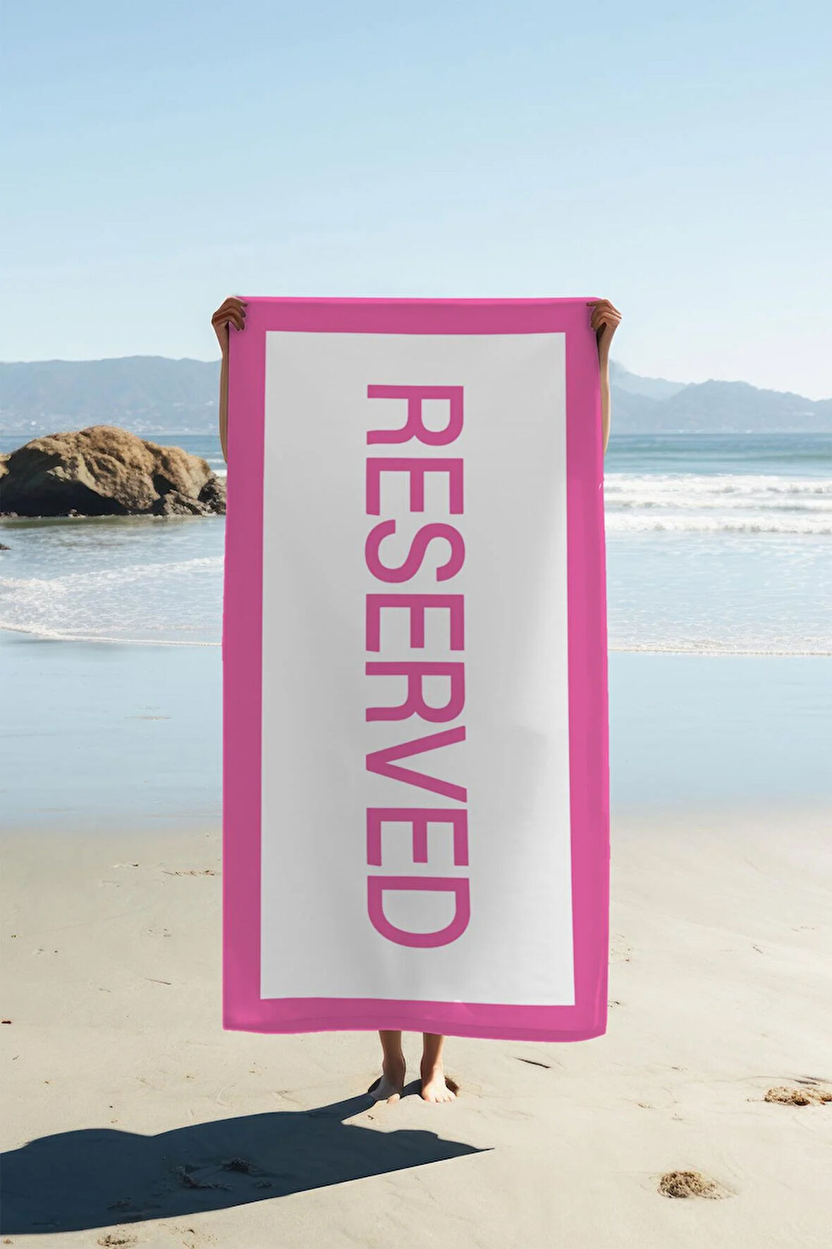 Dijital Baskı Plaj Deniz Havlusu Reserved Desenli Peştamal HVL0010